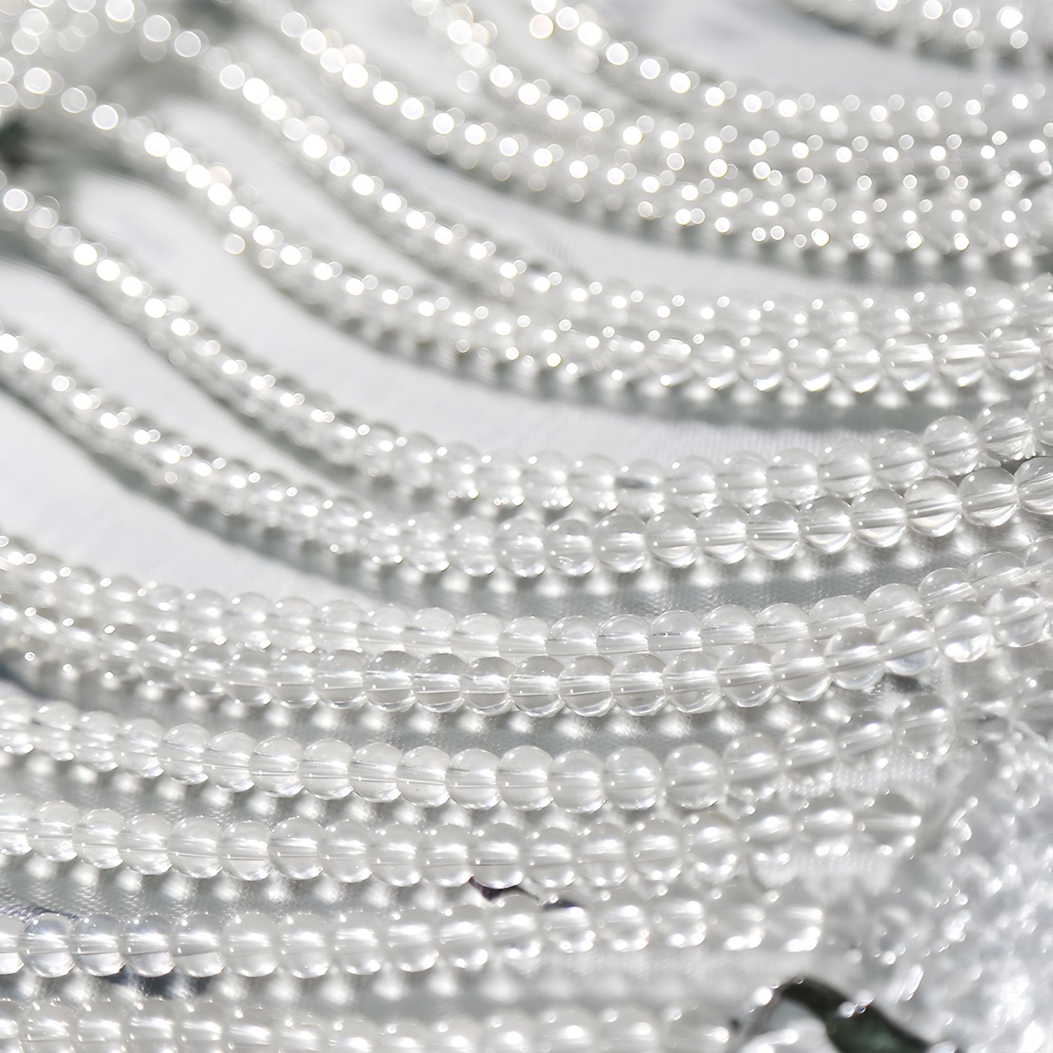 Tidefall Misty Teal Waters Frameless Acrylic & Crystal Beads 3D Wall Art