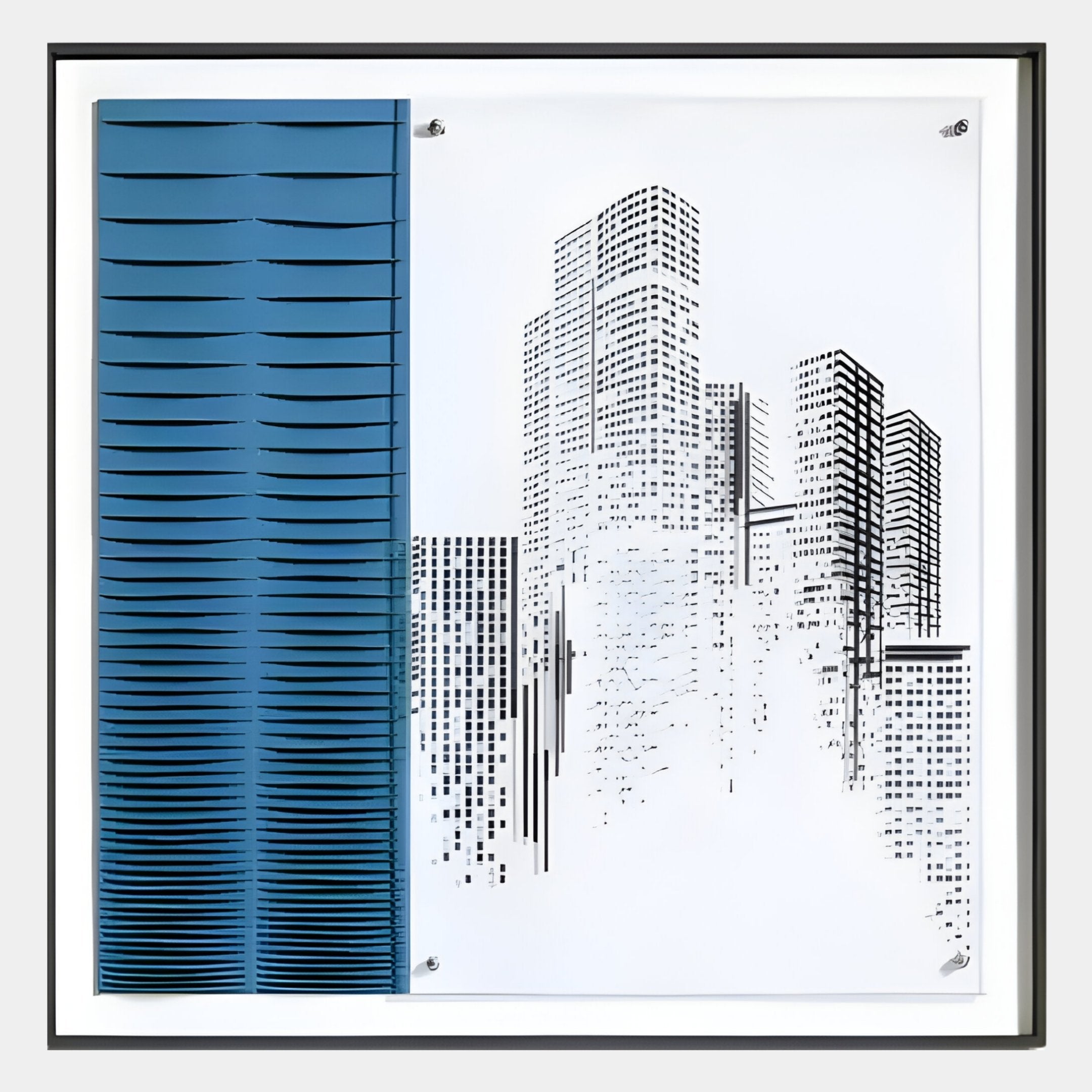 Urban Rise Blue Skyline Acrylic 3D Wall Art