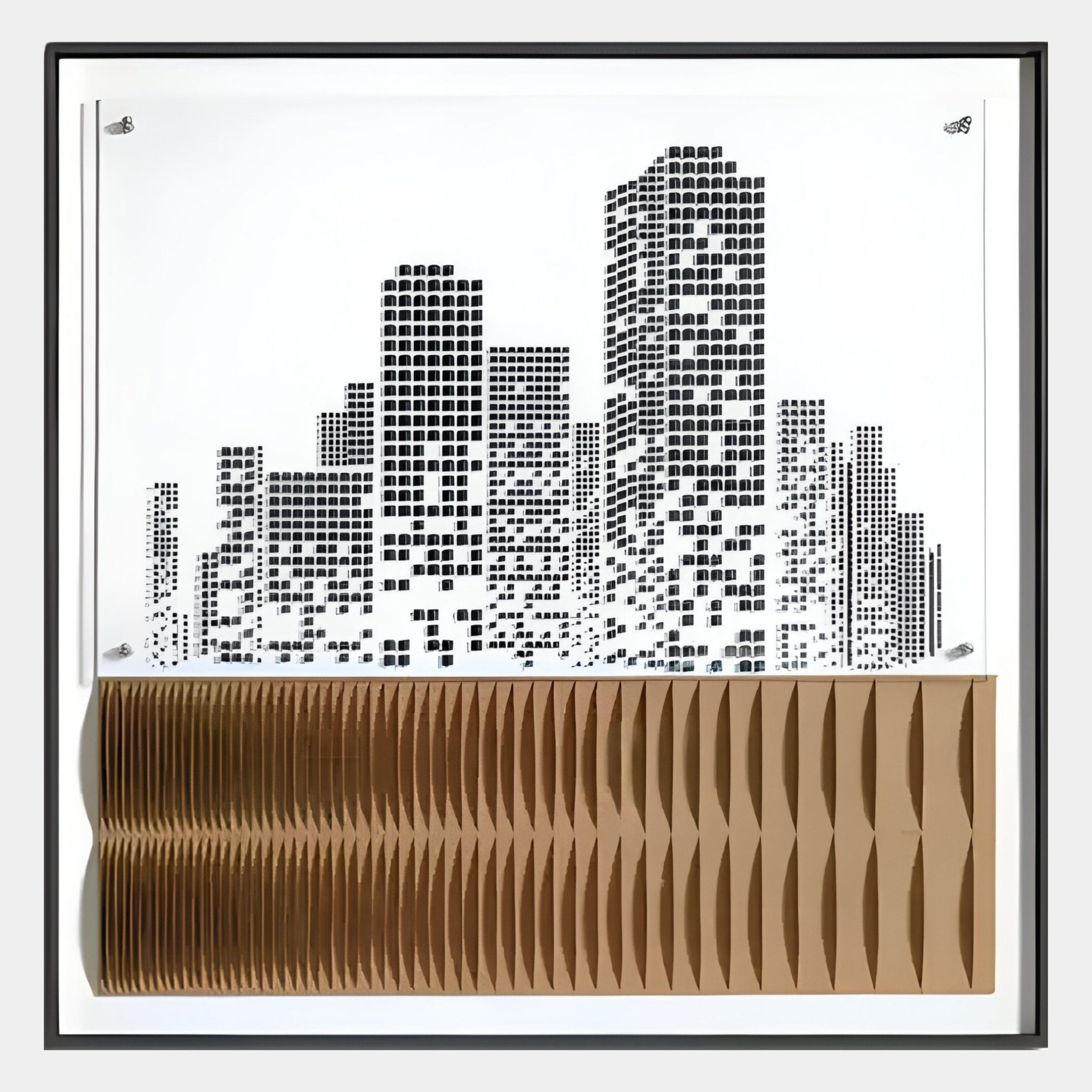 Image showcasing Urban Rise Bronze Skyline Wall Art | 3D Acrylic Cityscape