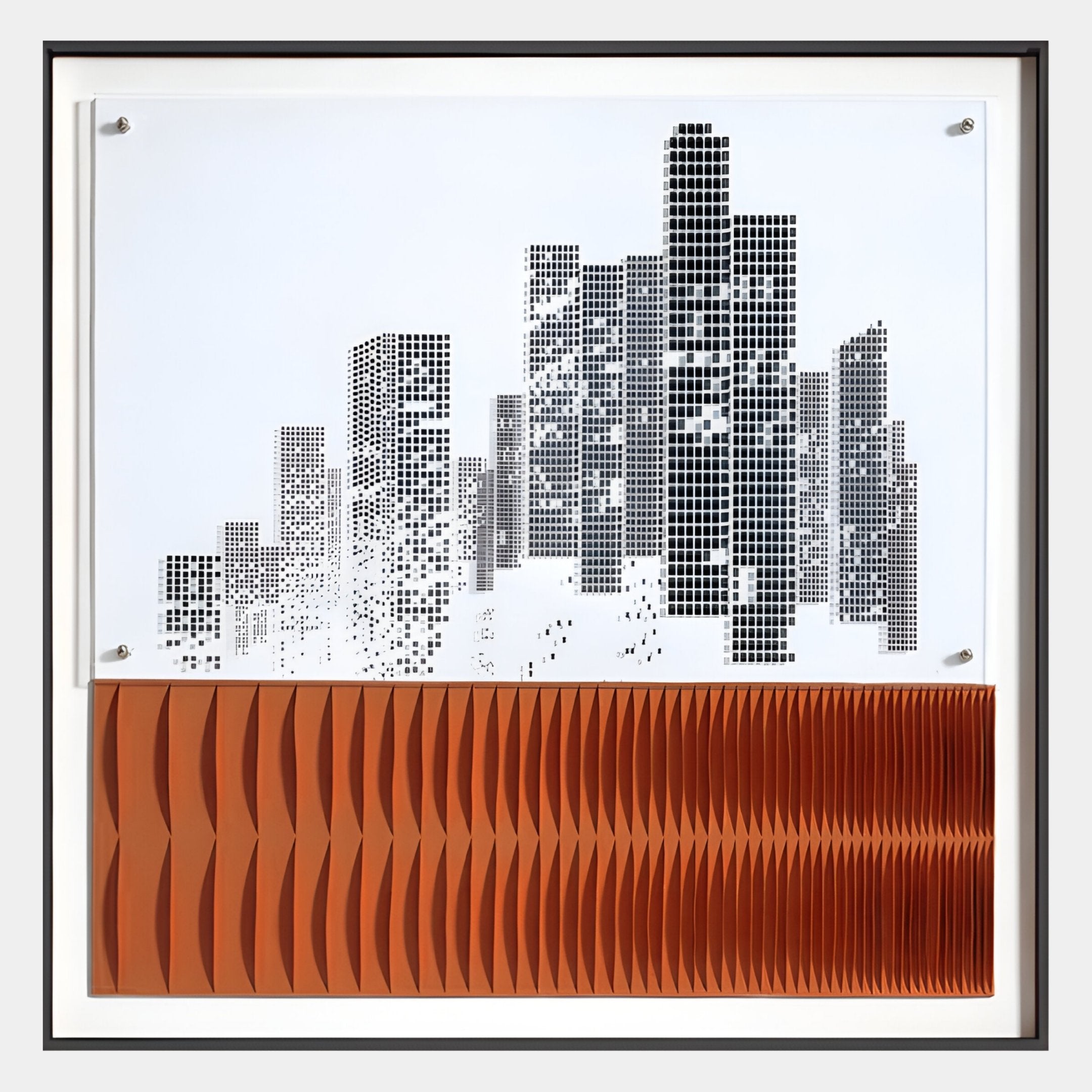 Urban Rise Burnt Orange Skyline Acrylic 3D Wall Art