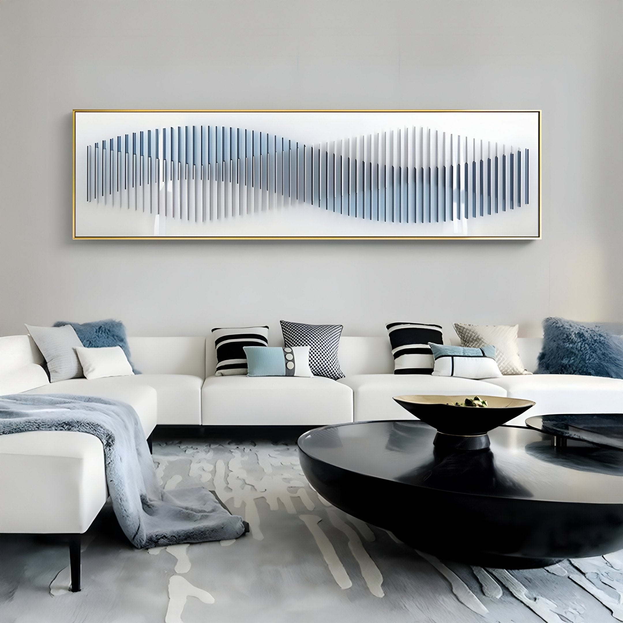 Harmoni Blue Gradient Wave Acrylic 3D Wall Art