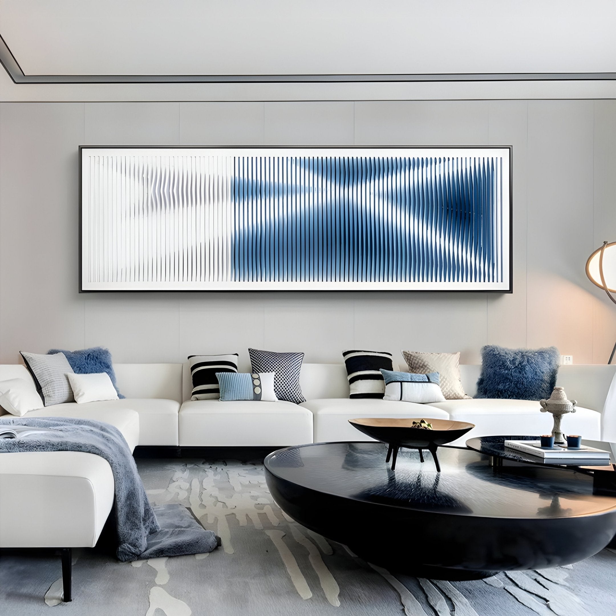Kinetix Deep Indigo & White Optical Flow Acrylic 3D Wall Art
