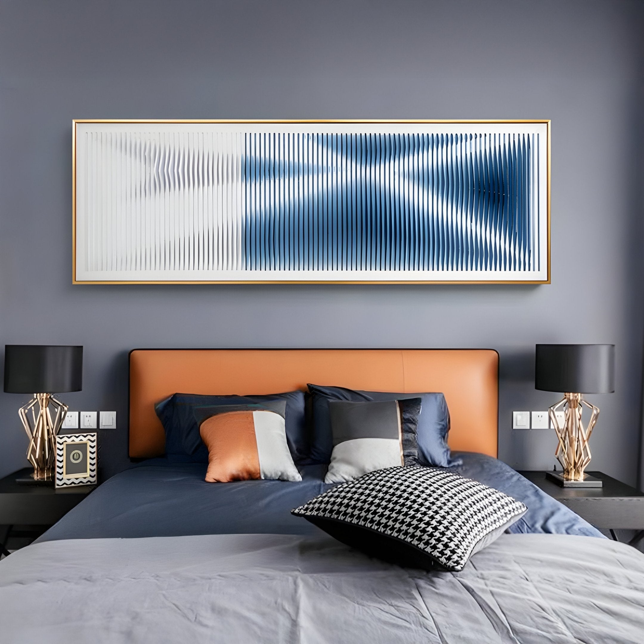 Kinetix Deep Indigo & White Optical Flow Acrylic 3D Wall Art