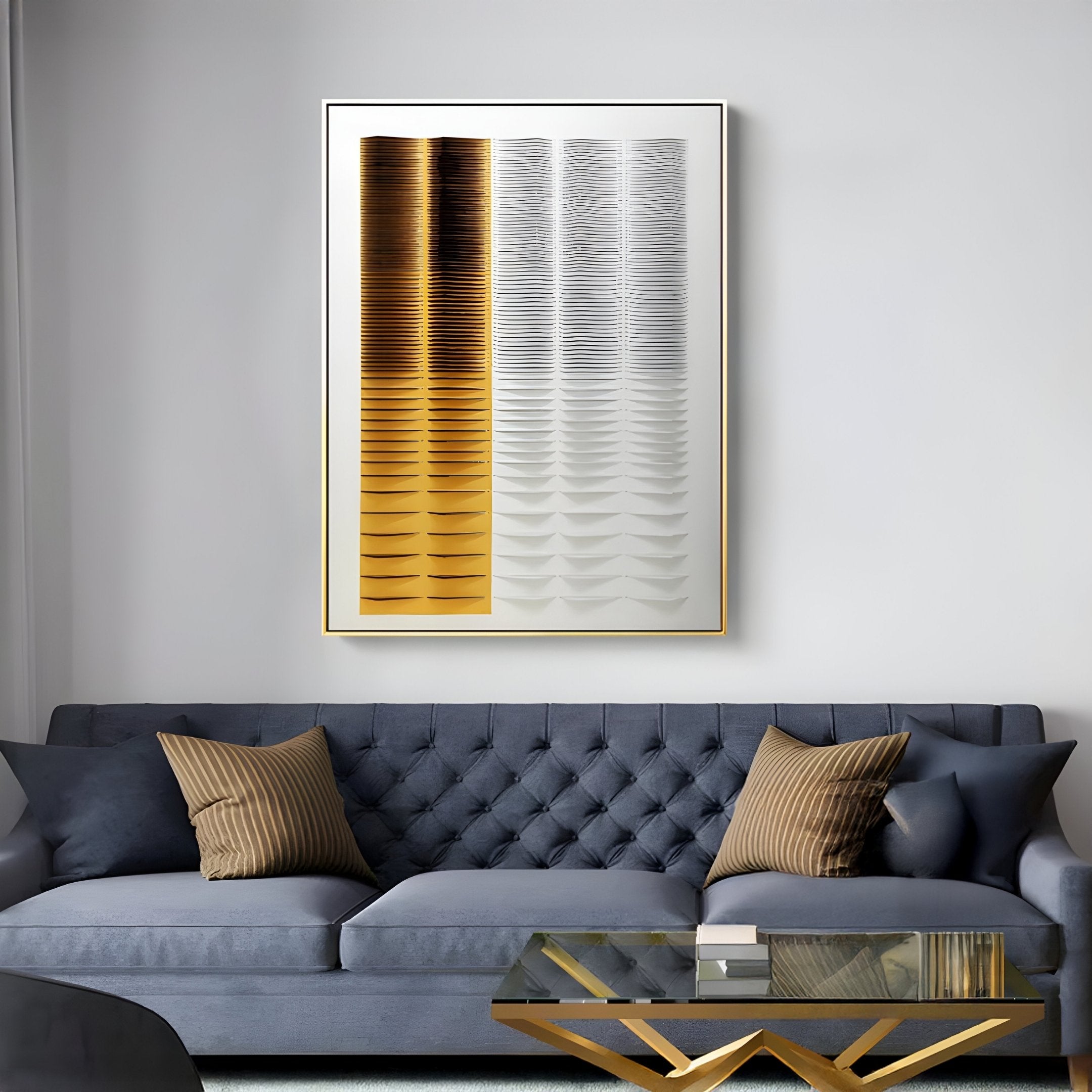 Gradient Burnt Amber & White Stripe Fold Acrylic 3D Wall Art