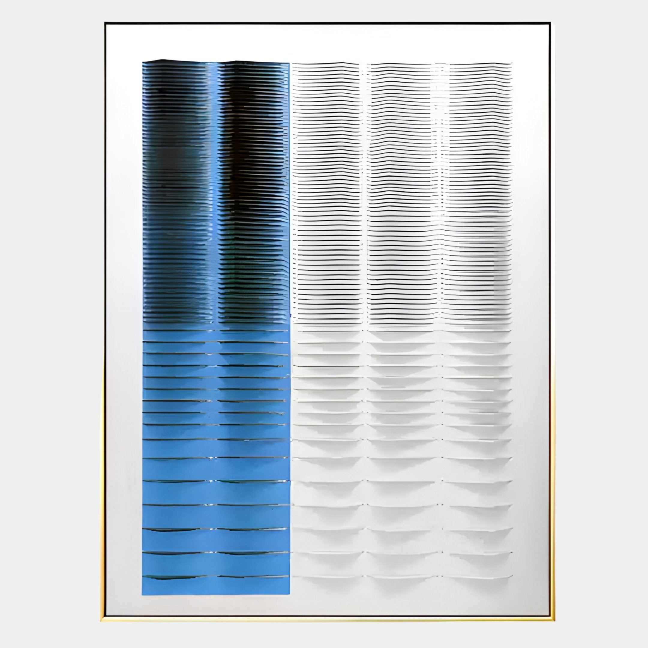 Gradient Cobalt Blue & White Stripe Fold Acrylic 3D Wall Art