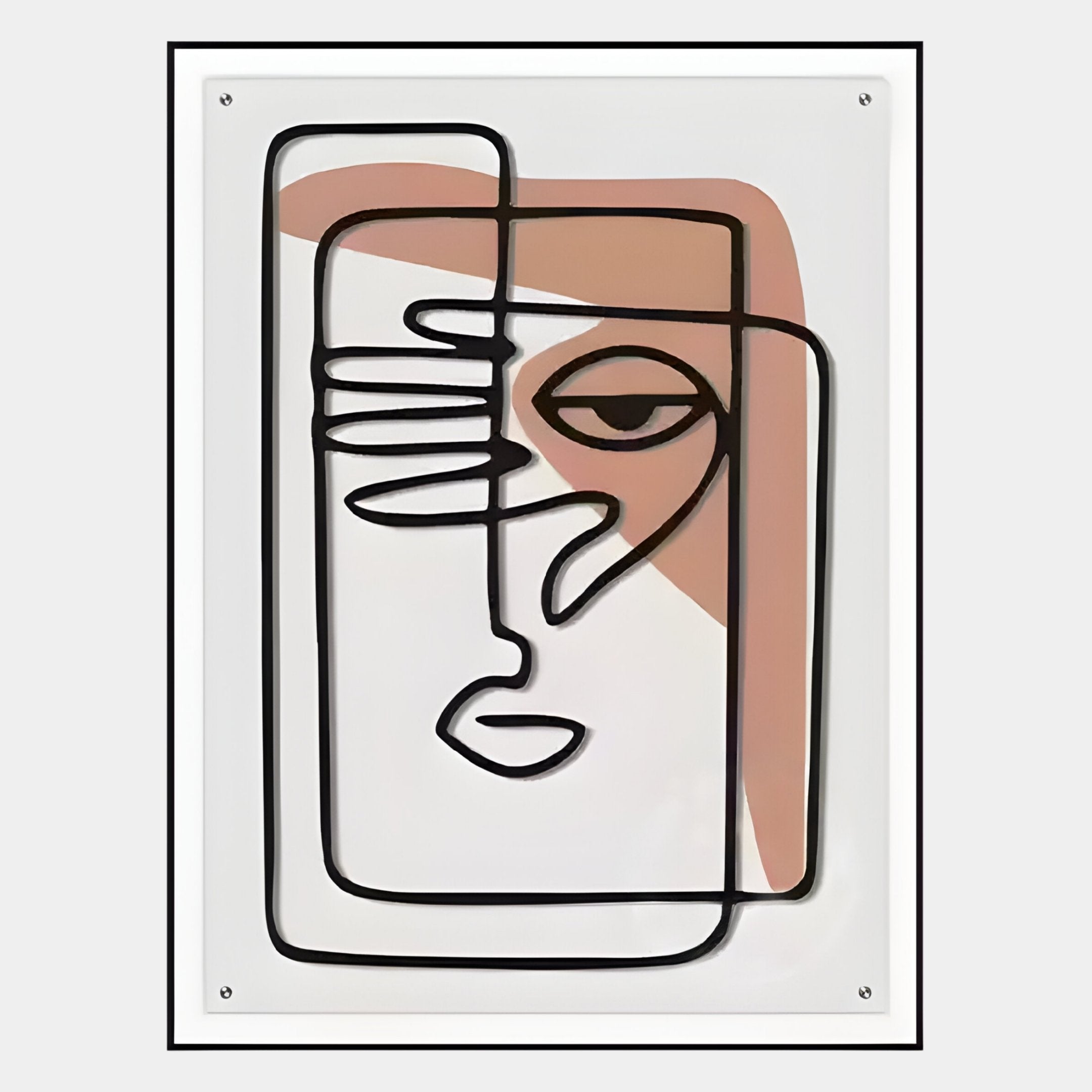 Linea Terra Accent Abstract Face Minimal Acrylic UV 3D Wall Art