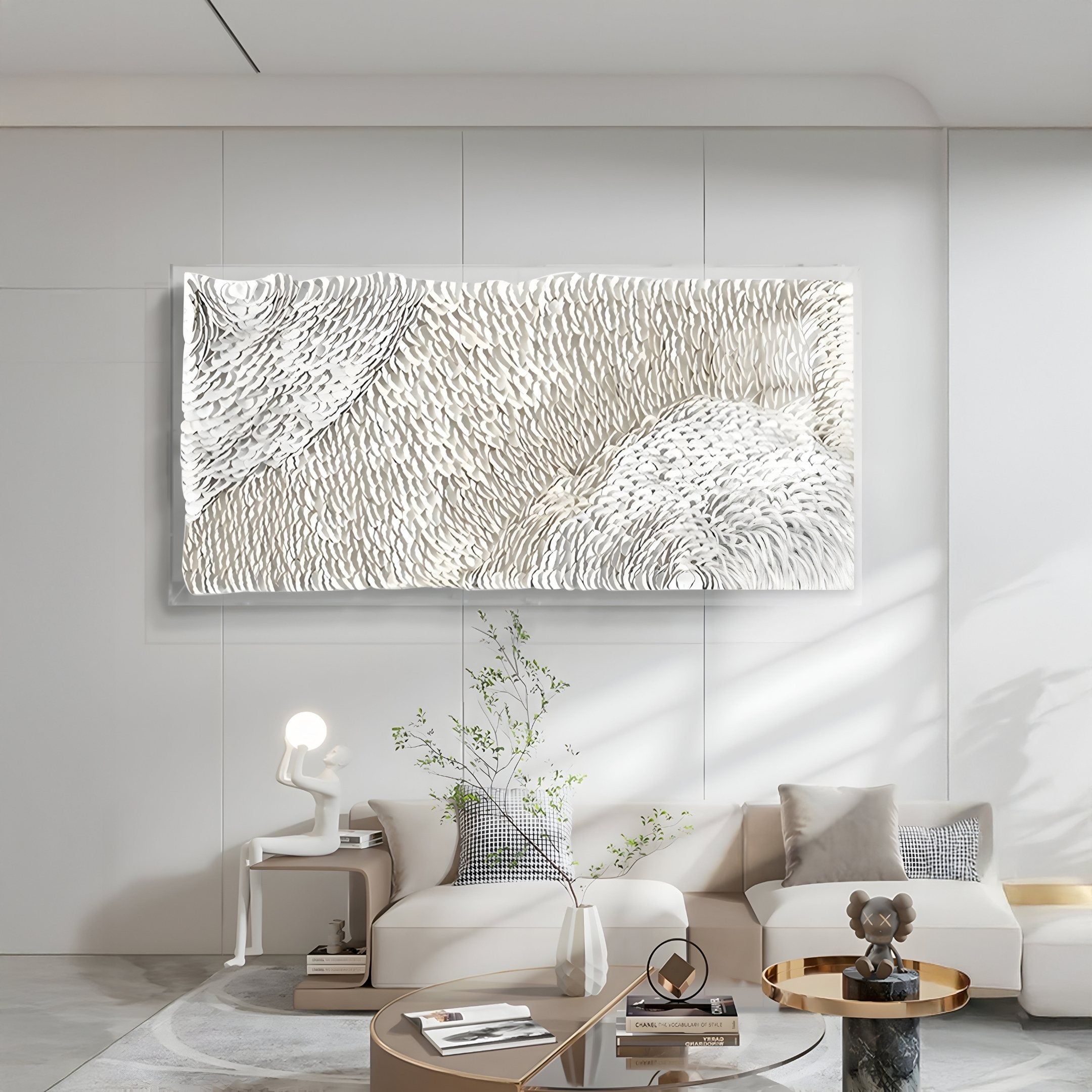 Vermira Ivory II Textured Leather 3D Wall Art