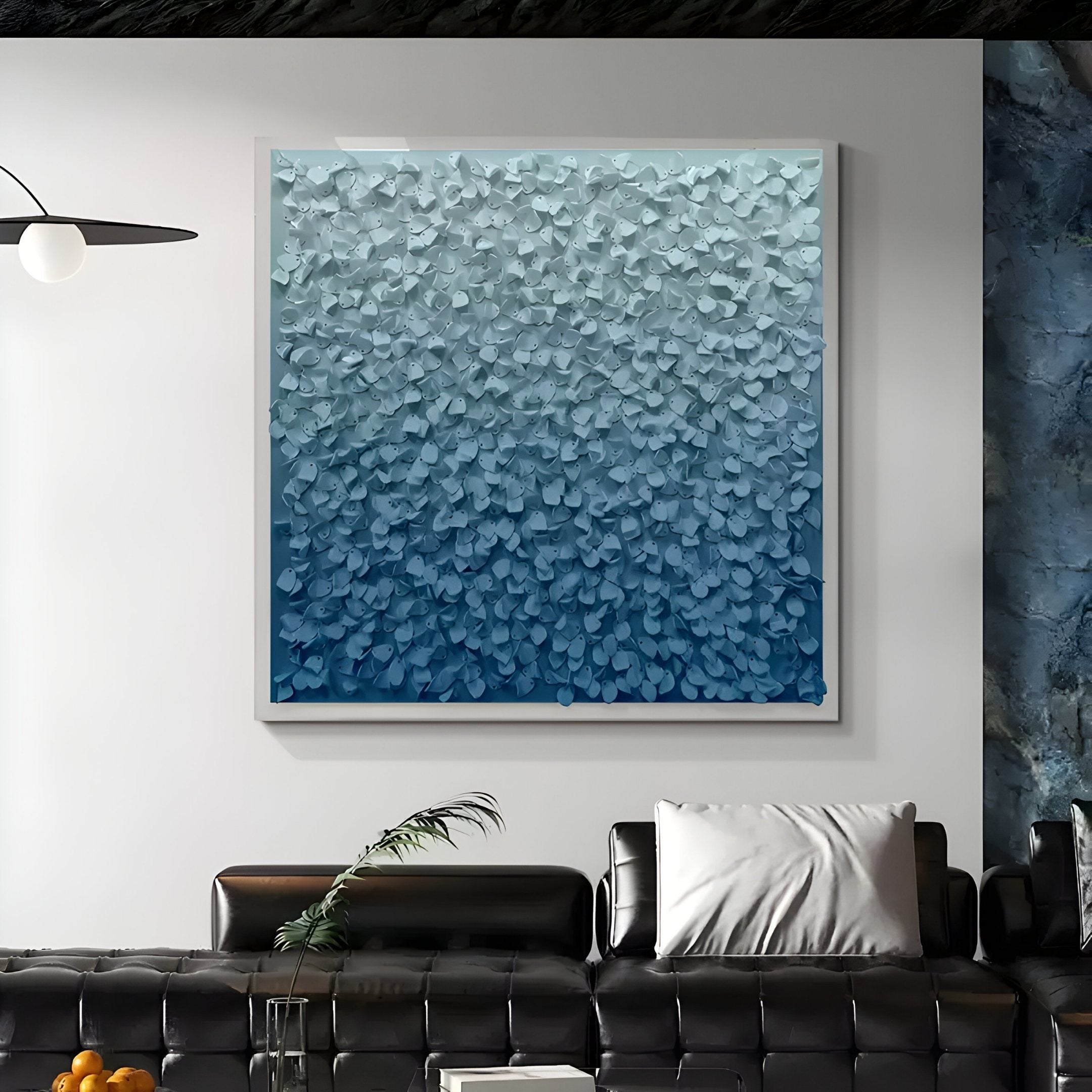 Bloom Sky & Navy Blue Curved Petal Acrylic 3D Wall Art