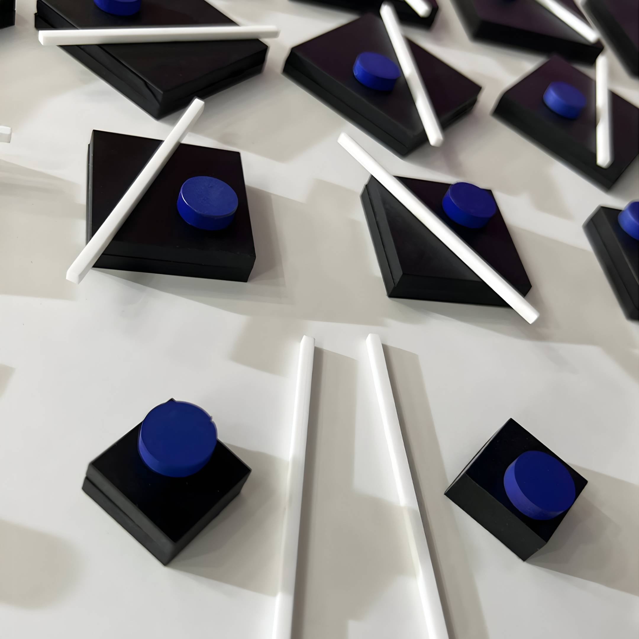 Quanta Blue & Black Wood Block Acrylic 3D Wall Art