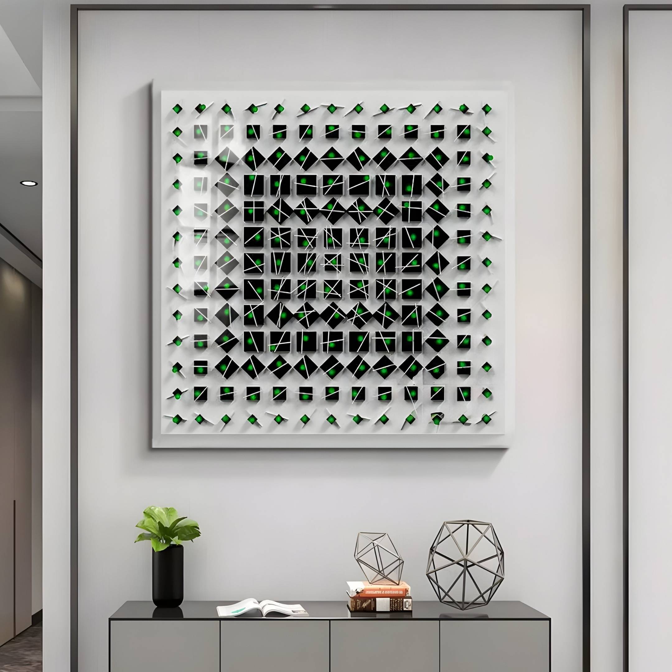 Quanta Green & Black Wood Block Acrylic 3D Wall Art