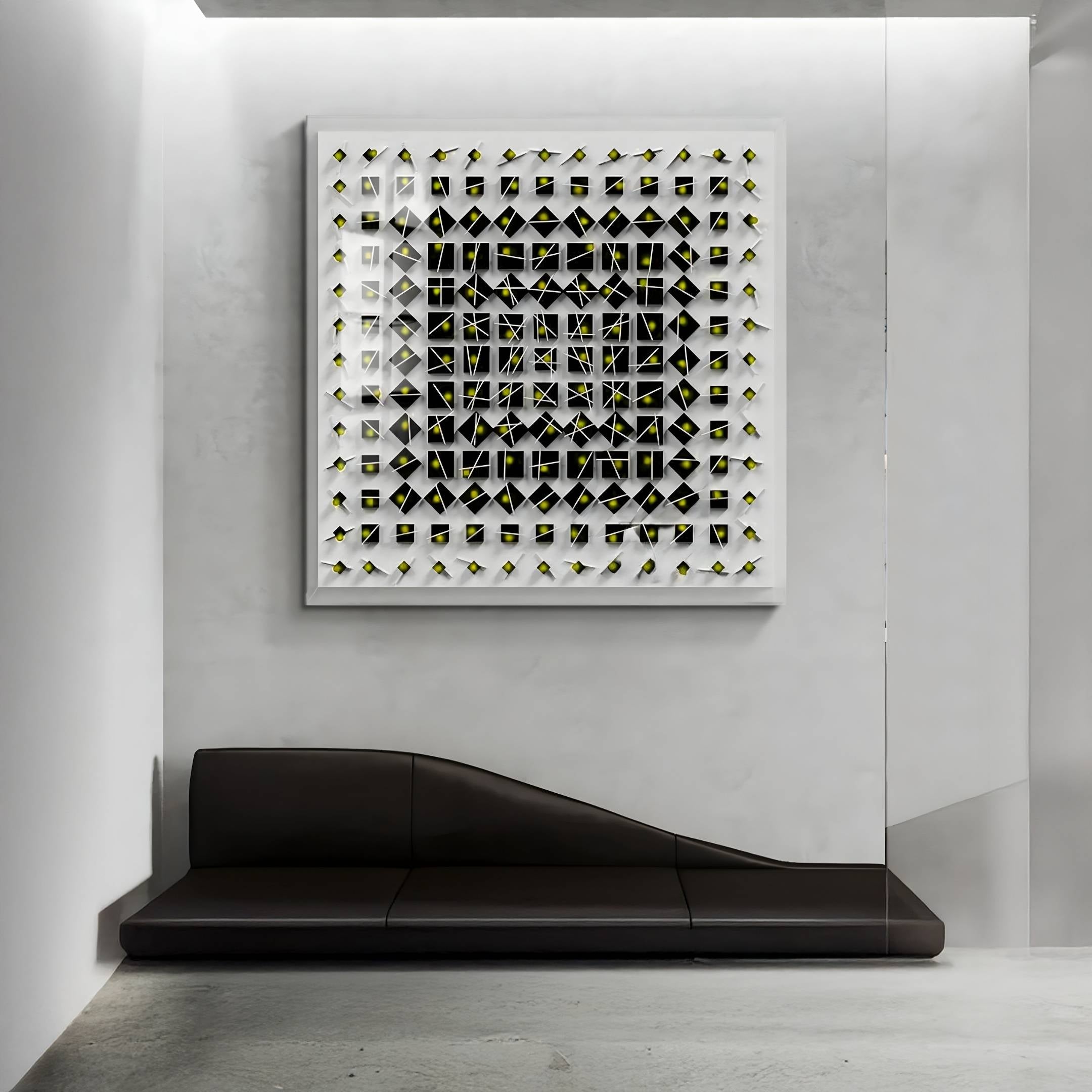 Quanta Yellow & Black Wood Block Acrylic 3D Wall Art
