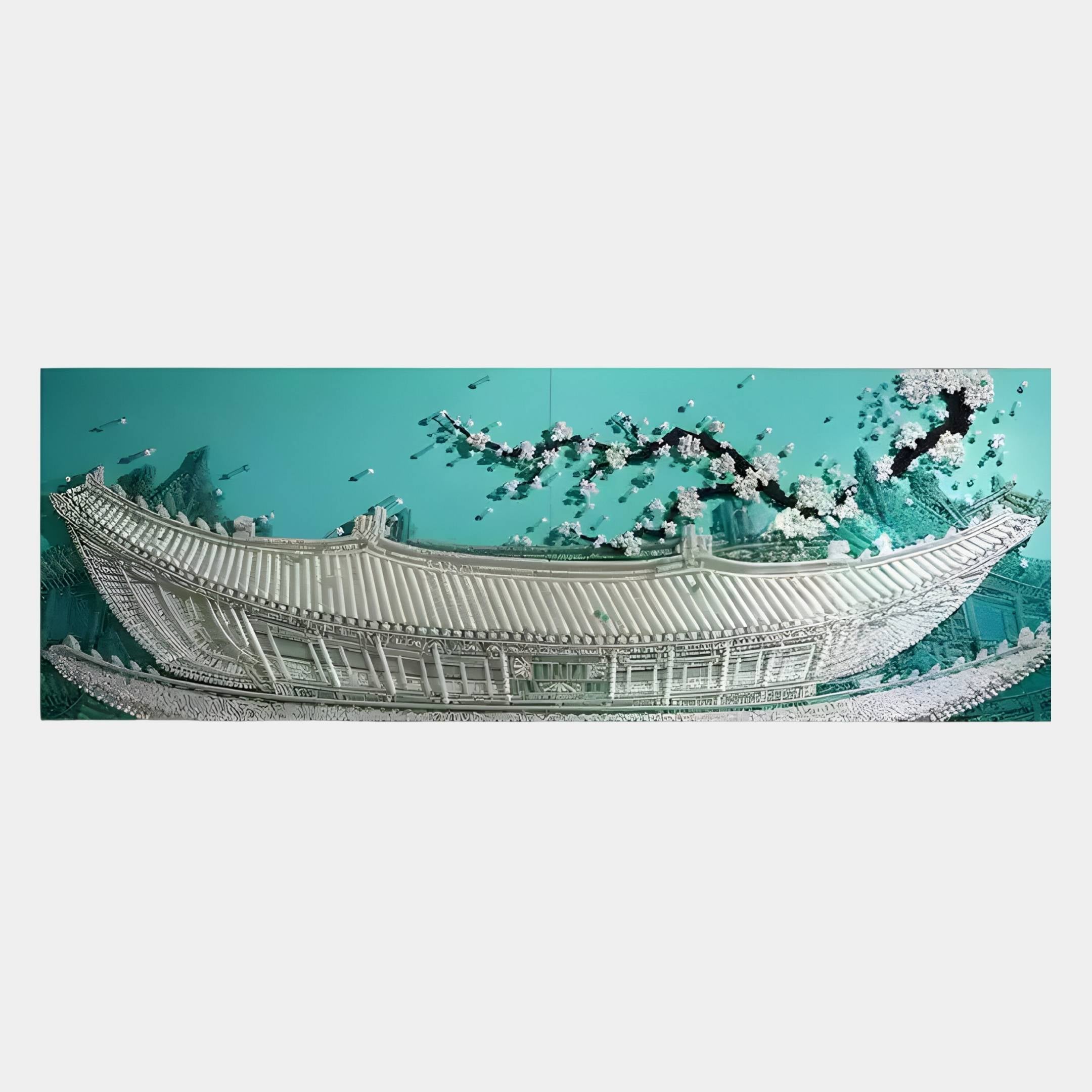 Minara White Blossom Pavilion 3D Button Wall Art