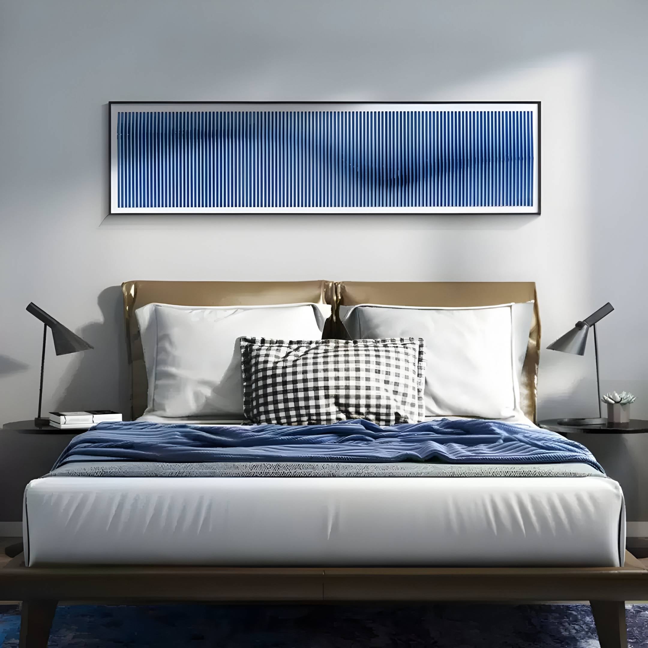 Flutine Deep Blue Wave Gradient Acrylic 3D Wall Art