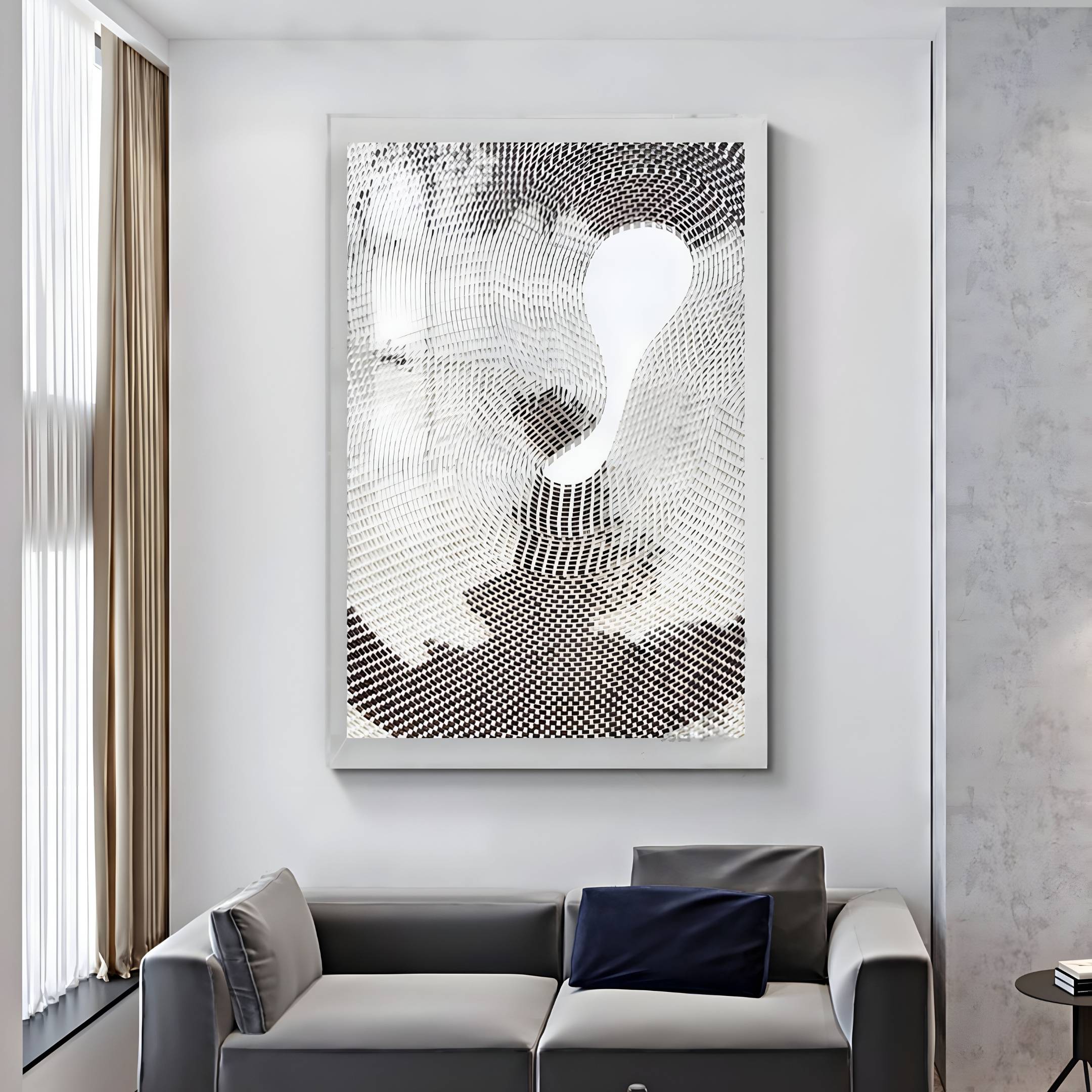 Fluxaris White Drift Grid Acrylic 3D Wall Art