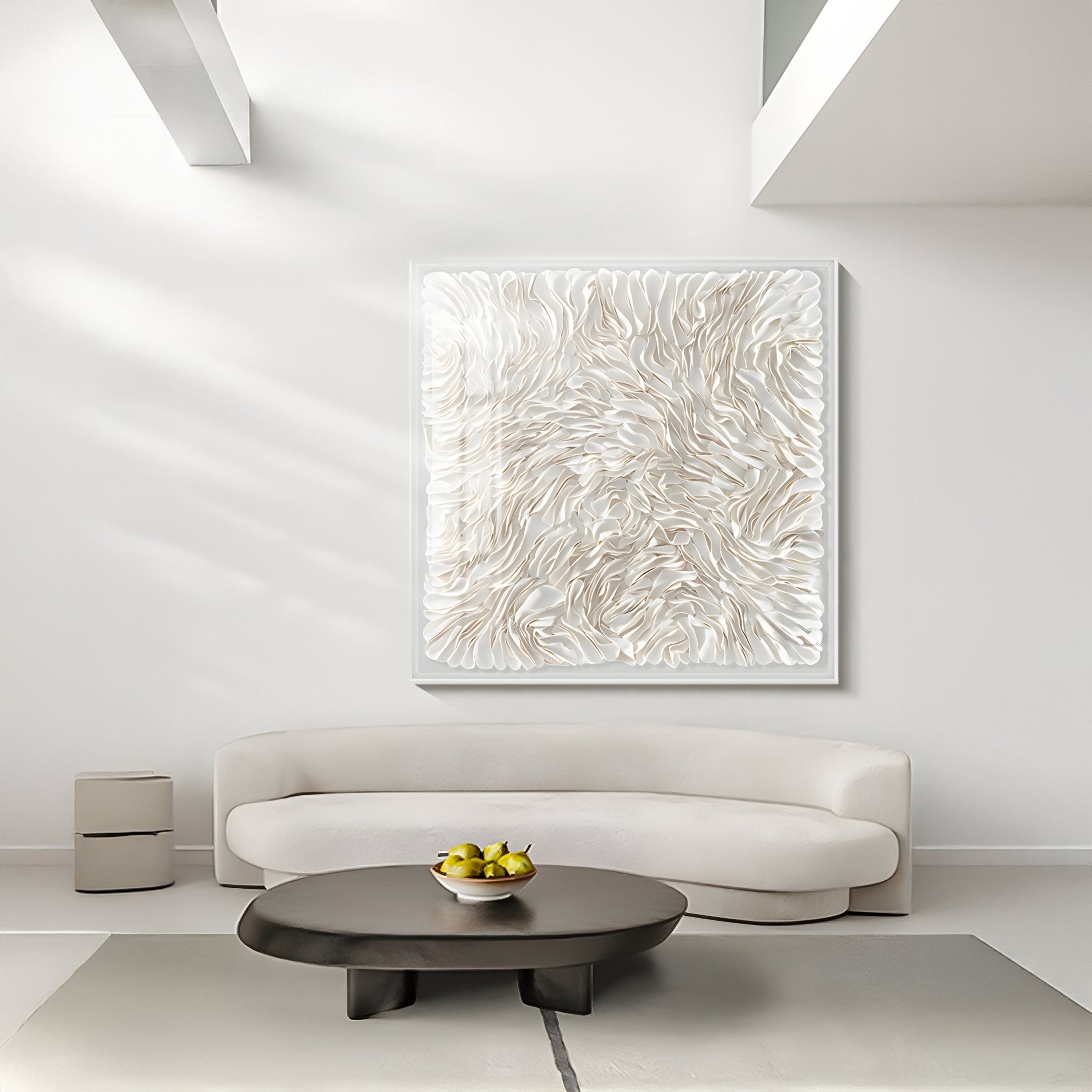 Floravia I White Ruffled Left Leather 3D Wall Art