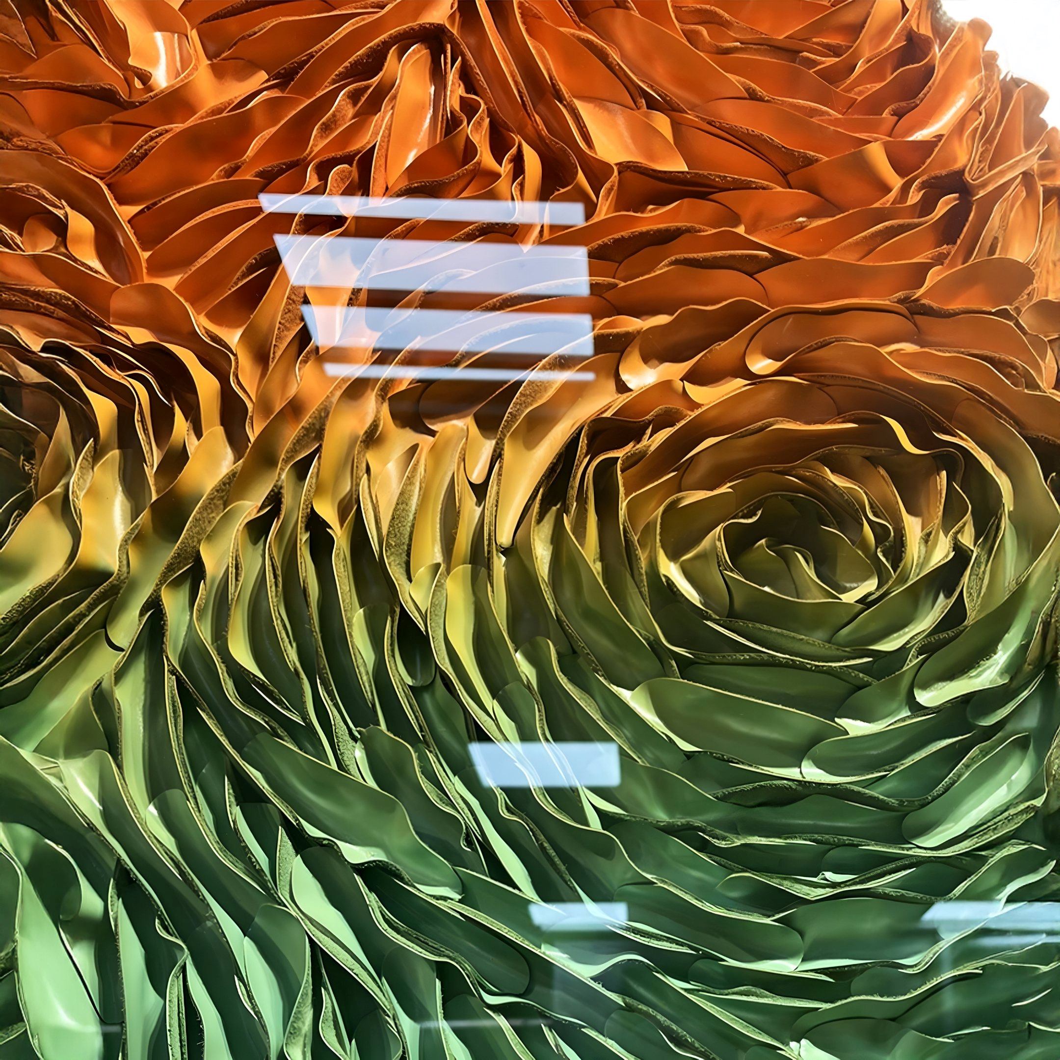 Floravia Teal & Amber Ombre Leather 3D Wall Art