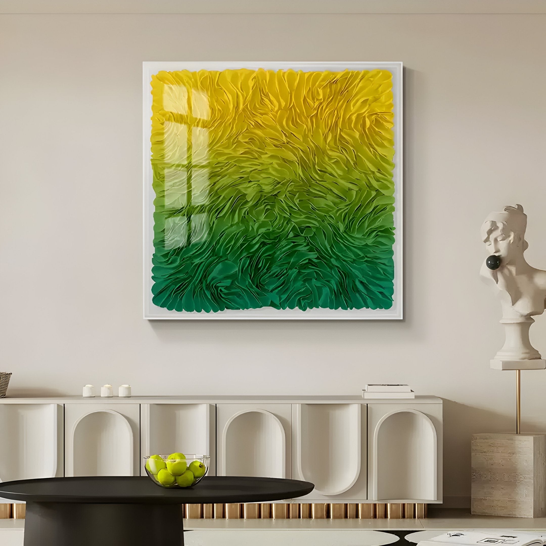 Floravia Yellow & Green Ombre Leaf Leather 3D Wall Art
