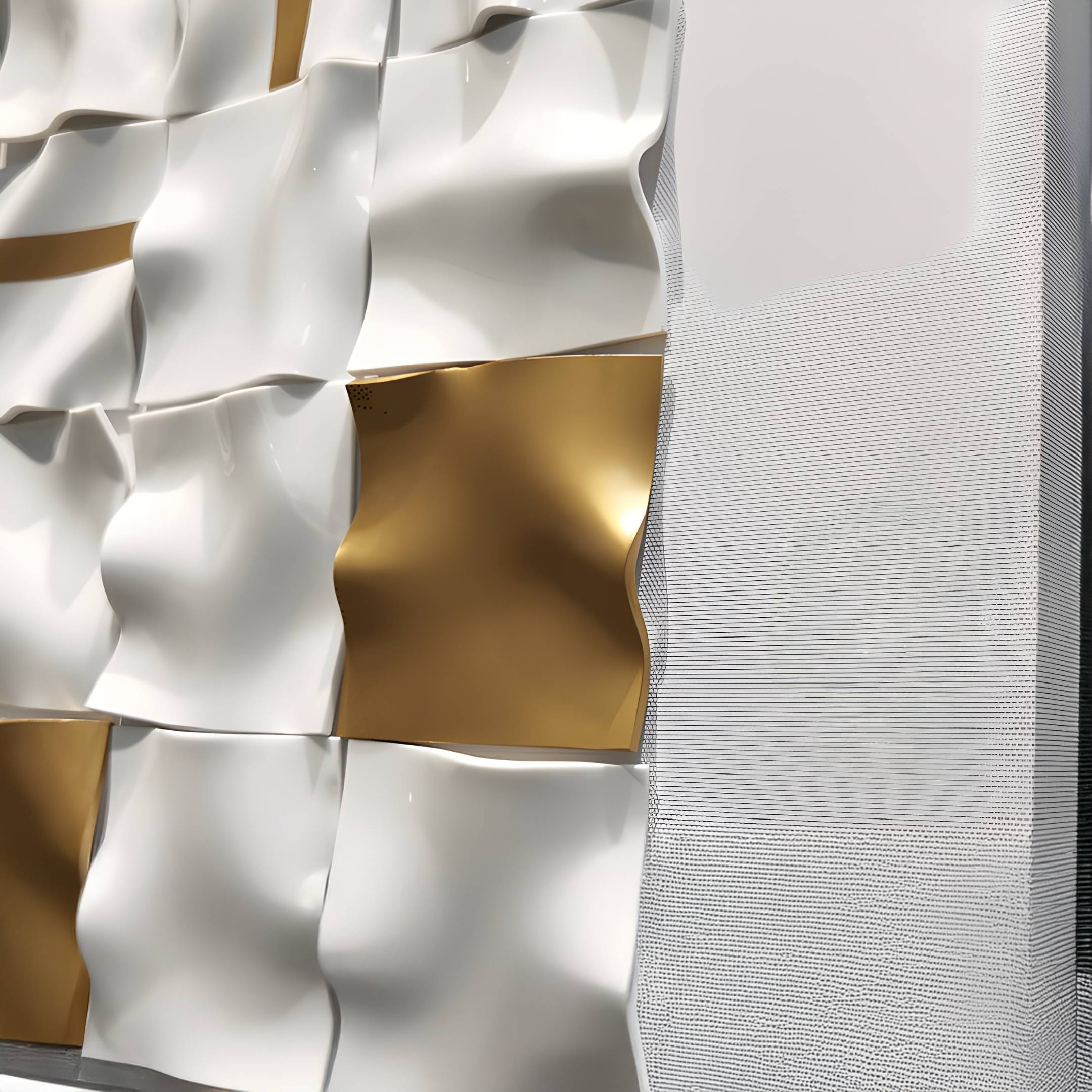 Lucida Gold & White Vertical Acrylic 3D Wall Art