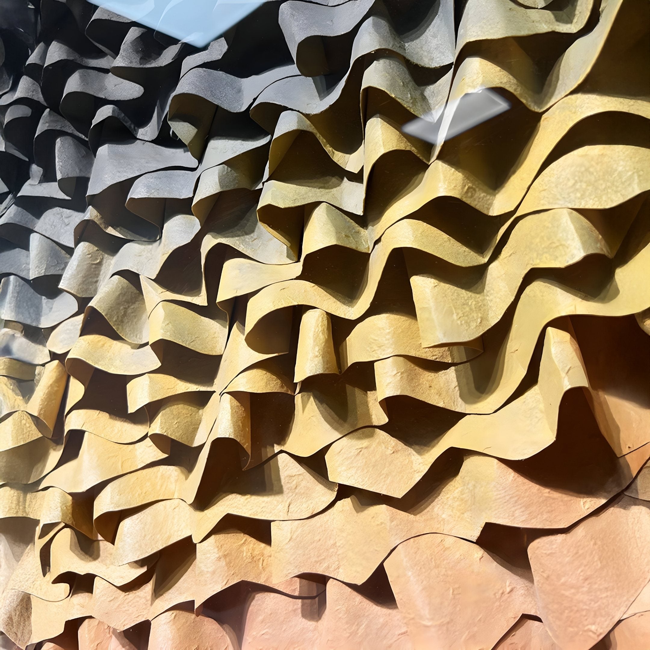 Vistra Black, Amber & White Ombre Ruffled 3D Paper Wall Art