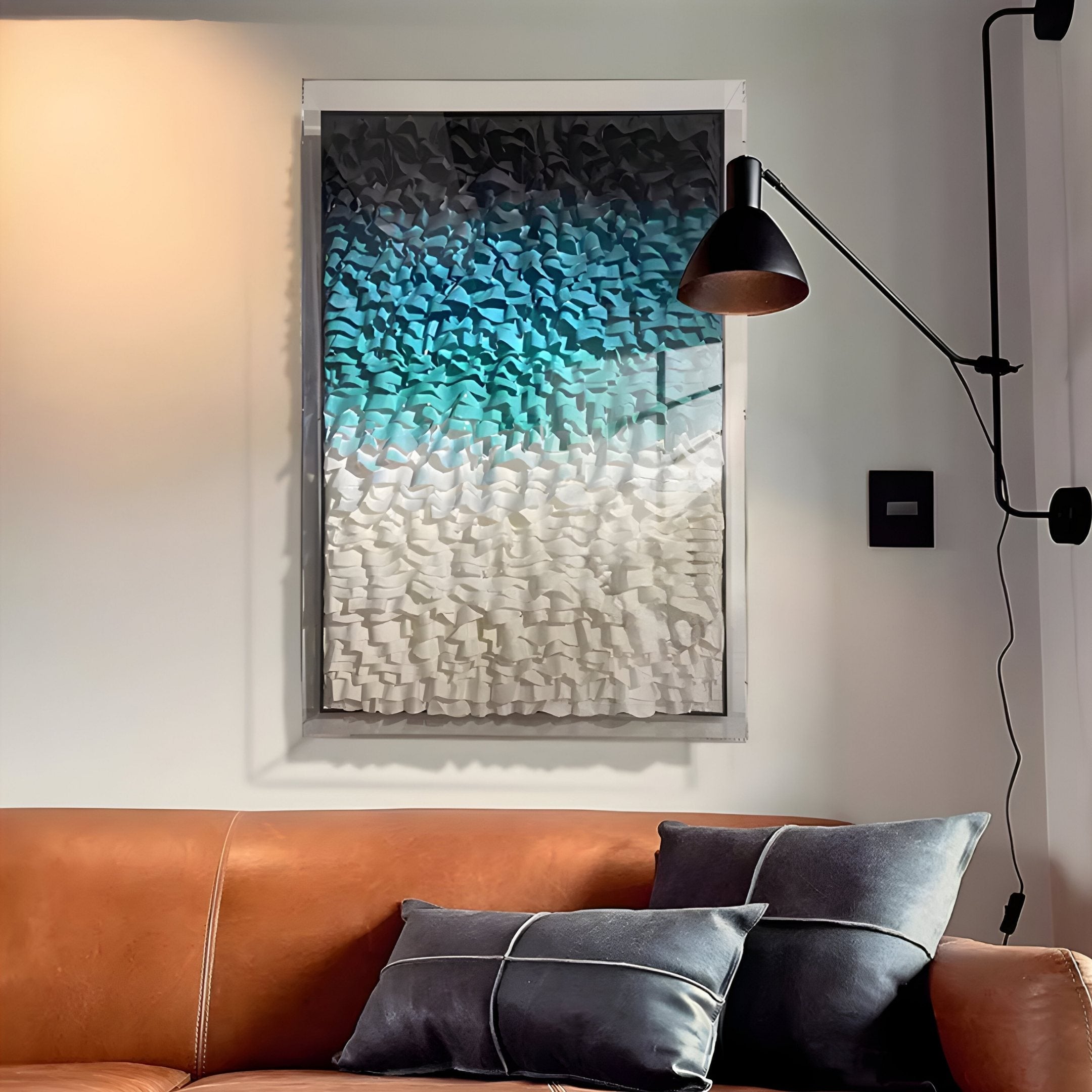 Vistra Black, Blue & White Ombre Ruffled 3D Paper Wall Art
