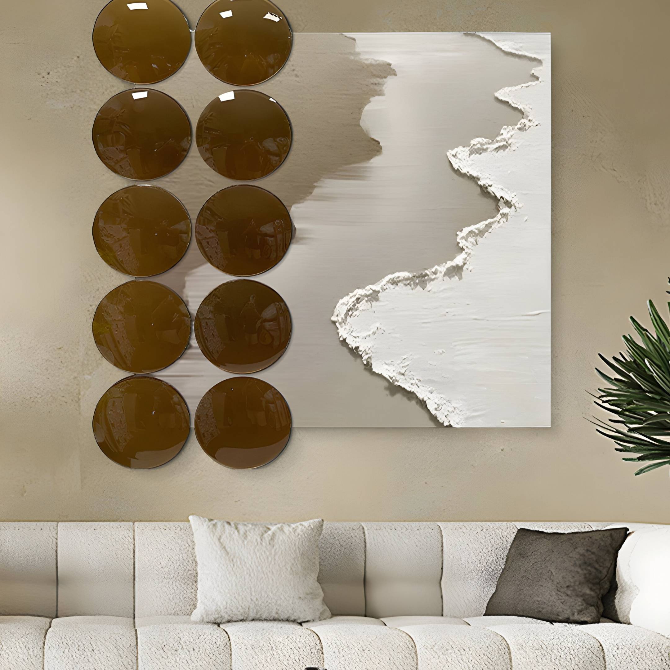 Tidelune Bronze Acrylic Disc & Shoreline Texture 3D Wall Art