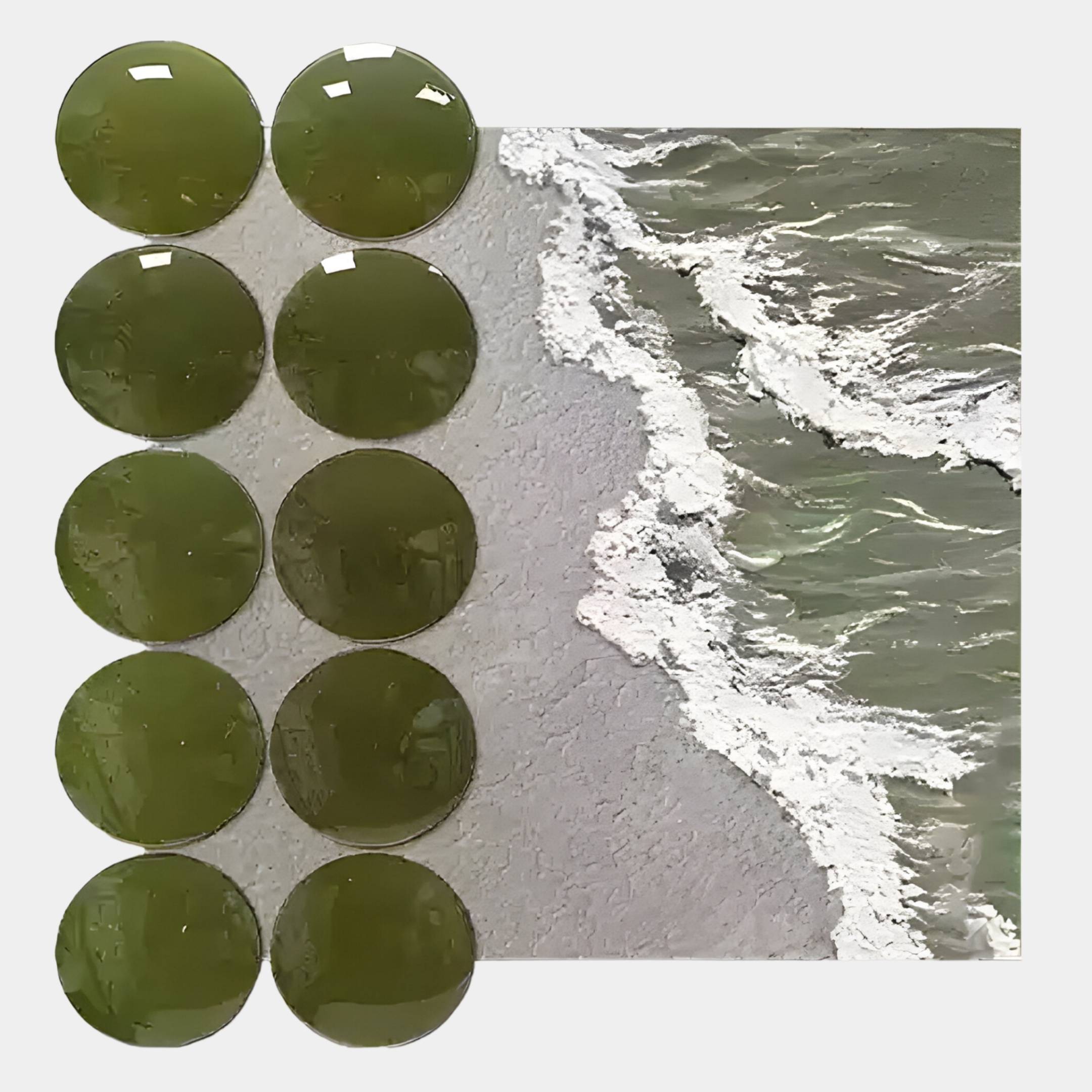 Tidelune Olive Green Acrylic Disc & Tidal Scene 3D Wall Art