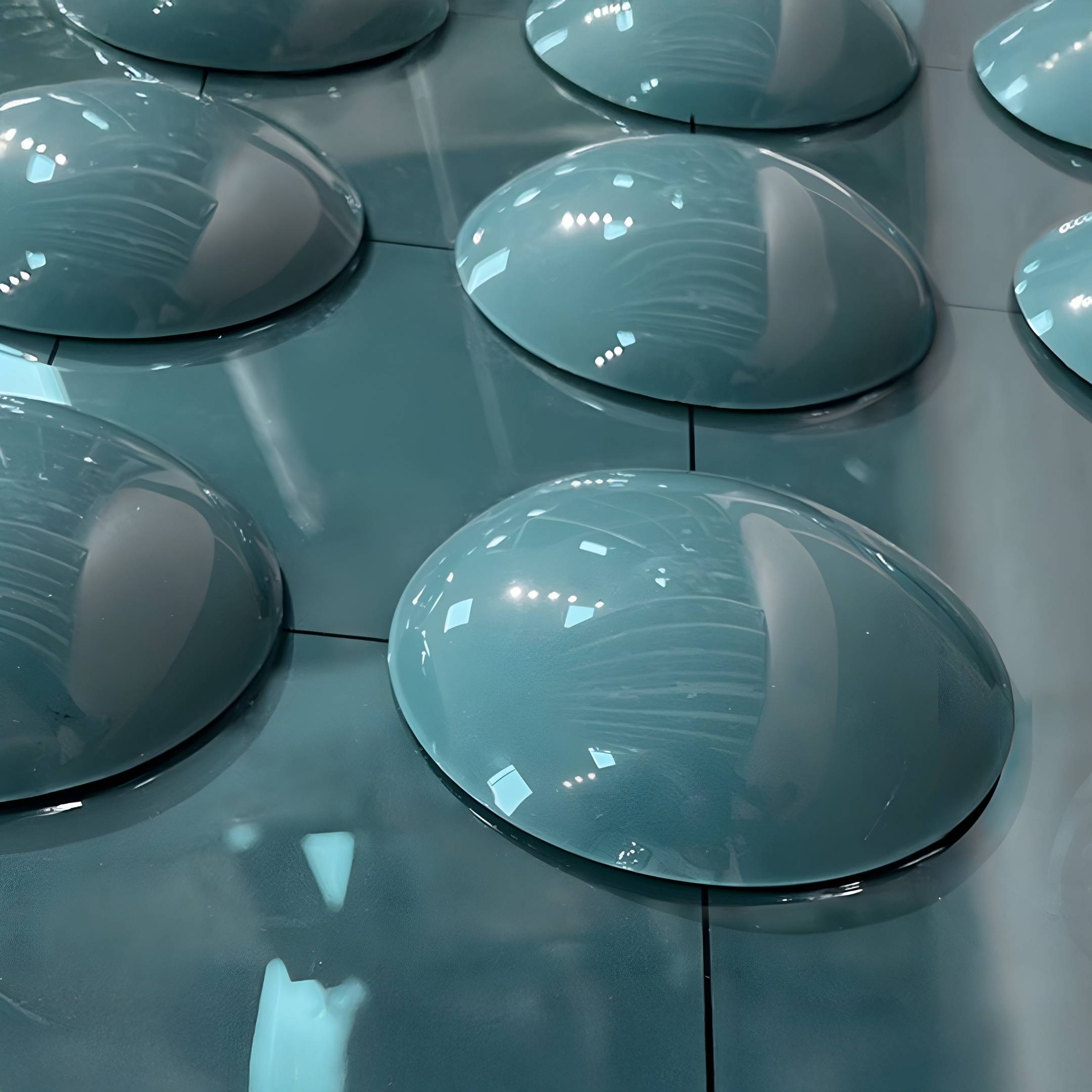 Orbessa Teal Bubble Grid Square Acrylic 3D Wall Art