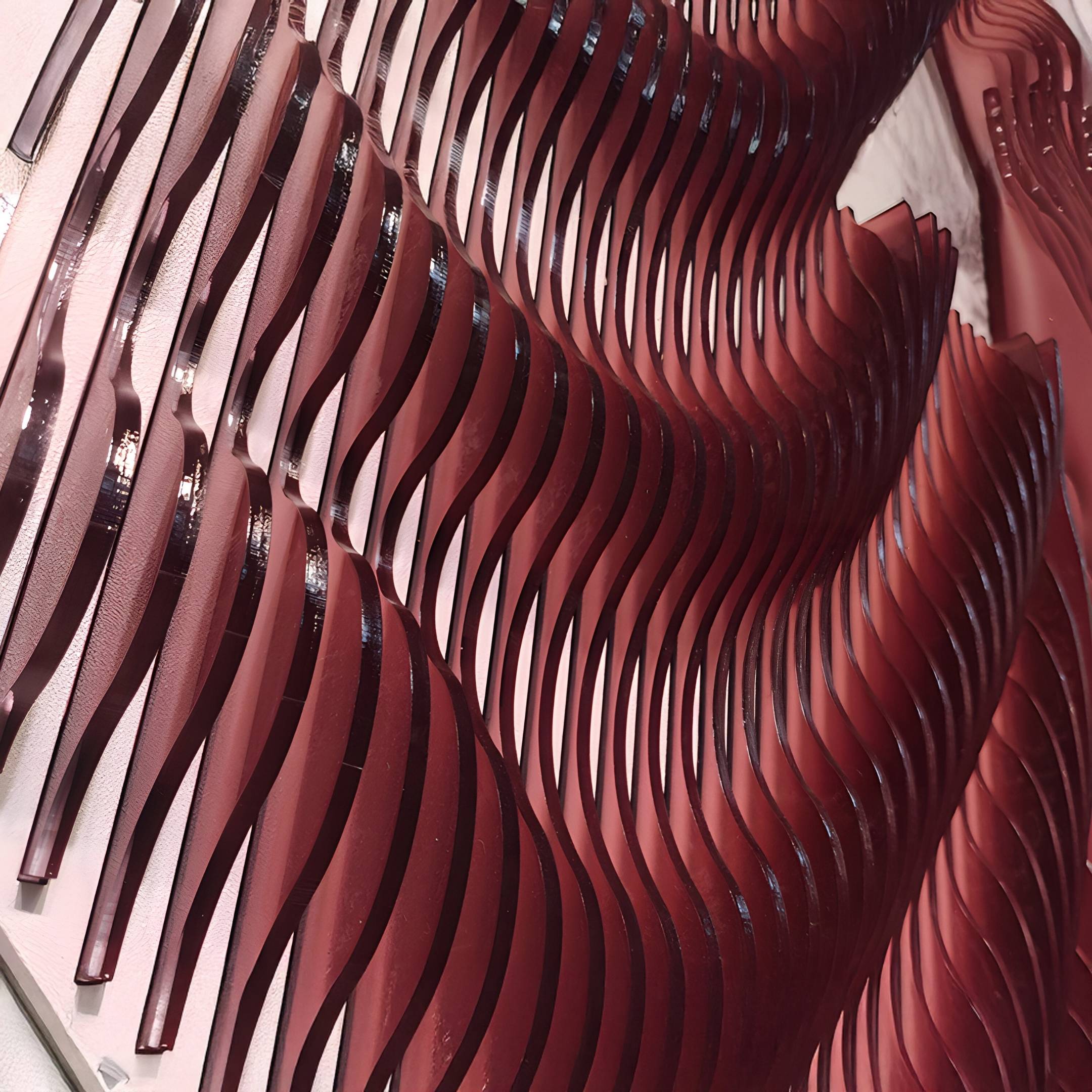 Skara Crimson Ridge & Ripple Acrylic 3D Wall Art