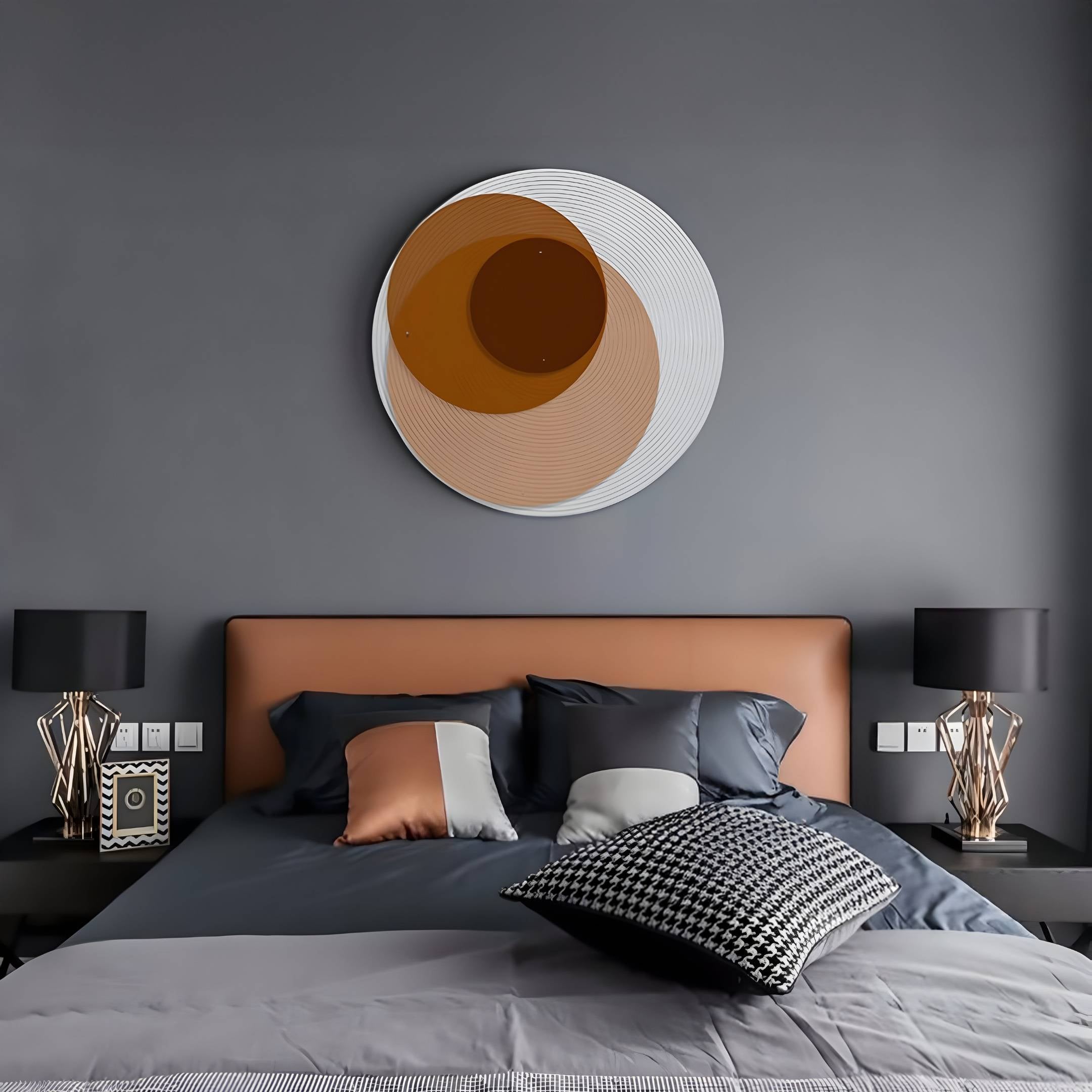 Volyra Warm Ochre Disc Wood & Acrylic 3D Wall Art