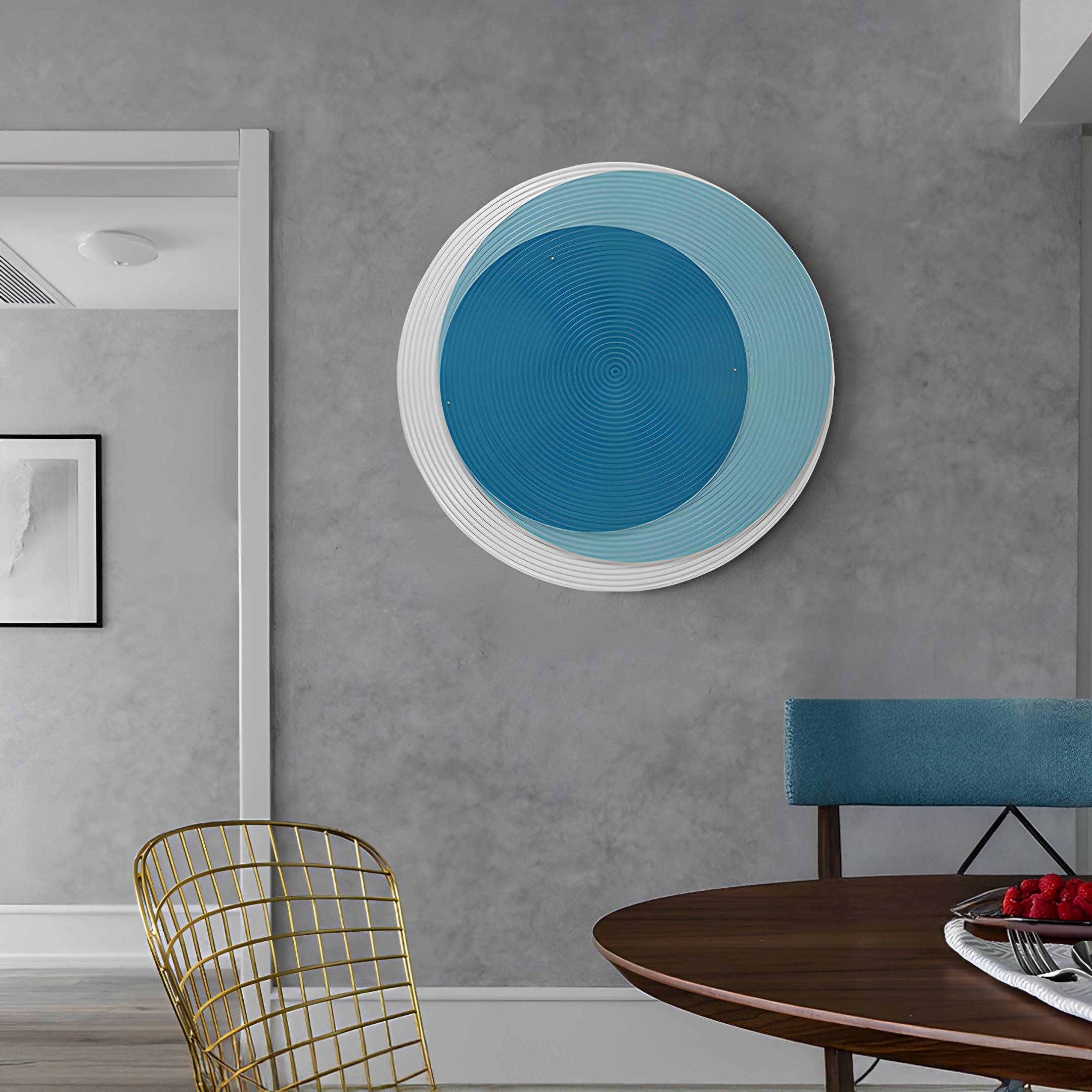 Volyra Sky Blue Disc Wood & Acrylic 3D Wall Art