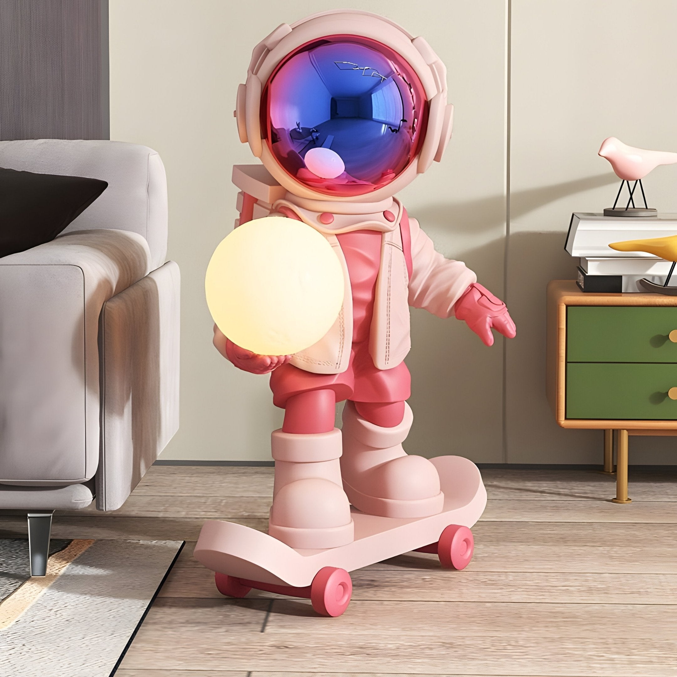 Stellar Pink Skater Astronaut Glow Sculpture - 80cm