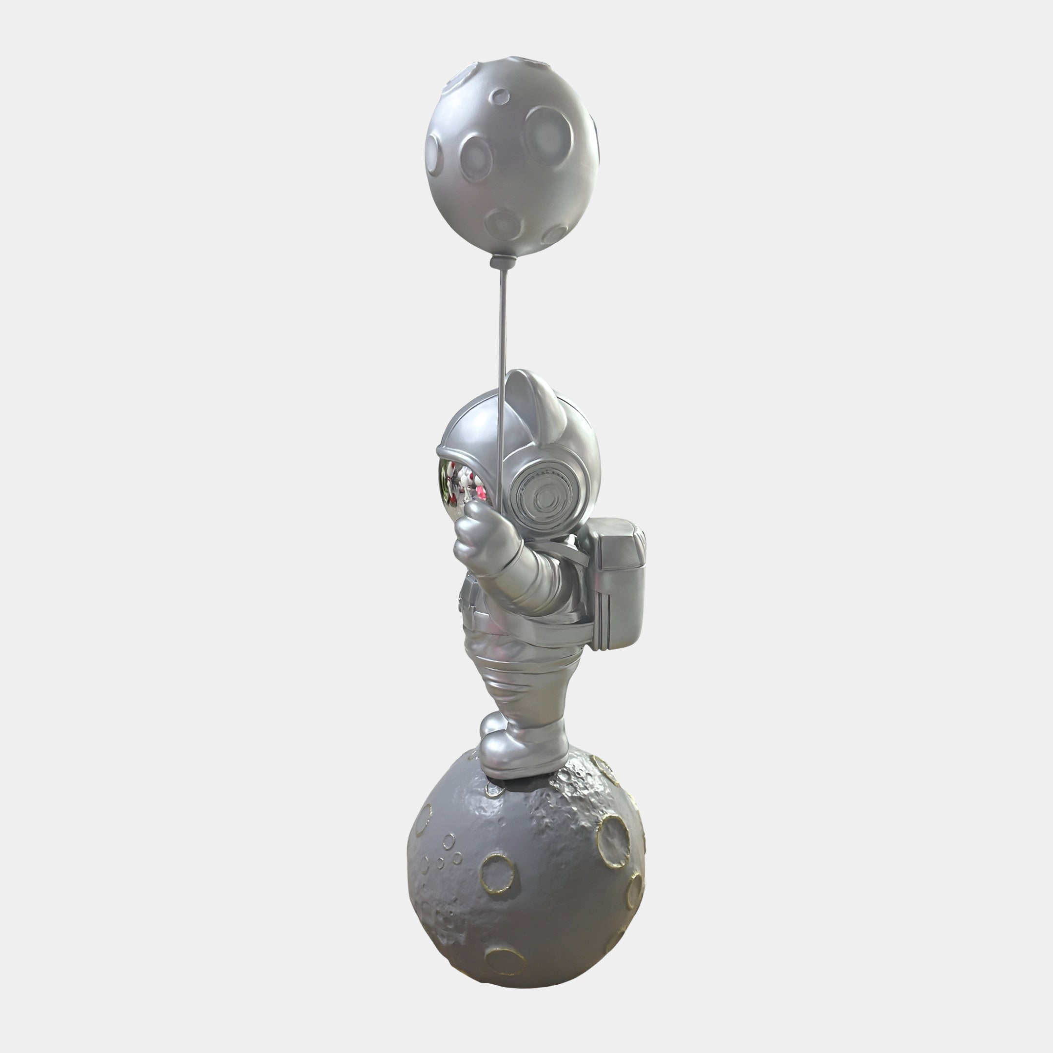 Cosmic Chrome Astronaut Kitty Moon Balloon Sculpture - 150cm