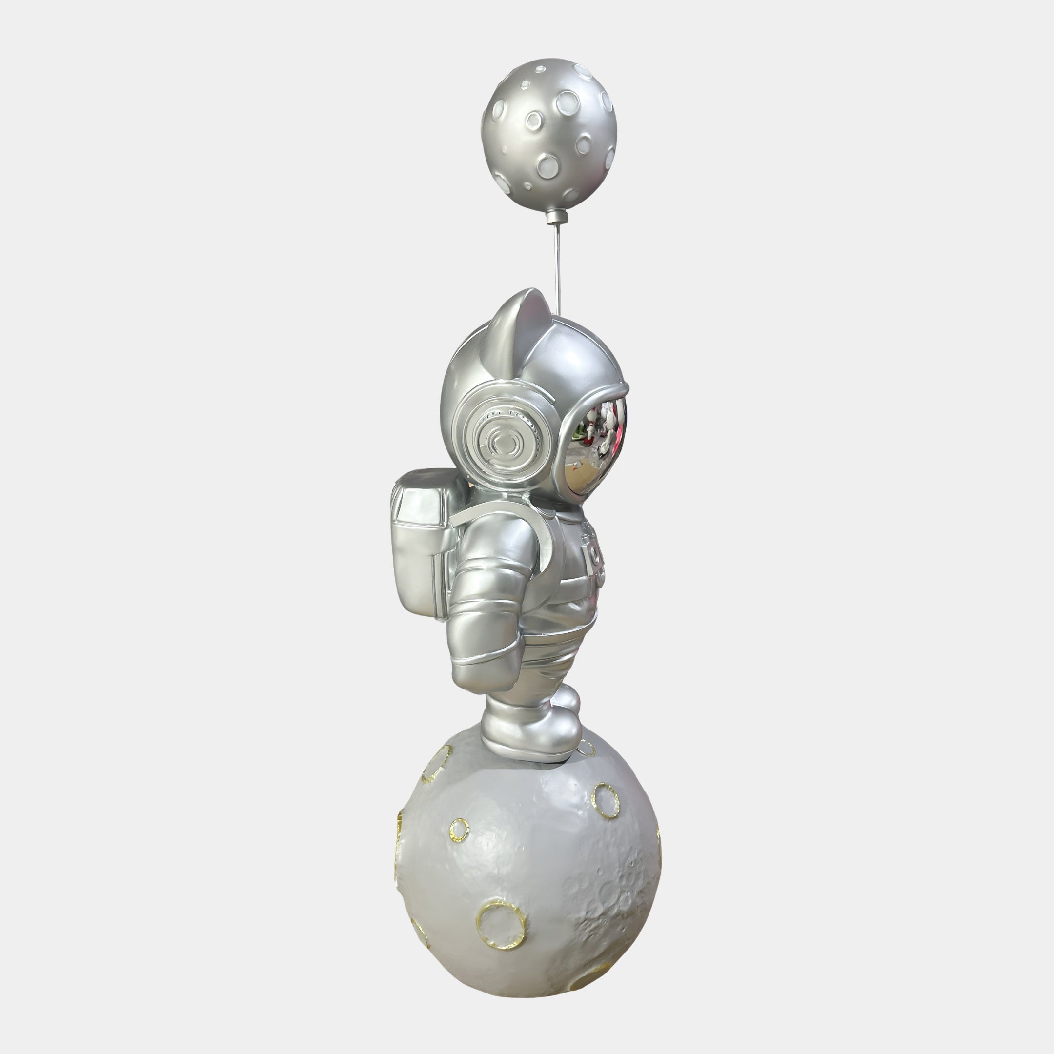 Cosmic Chrome Astronaut Kitty Moon Balloon Sculpture - 150cm