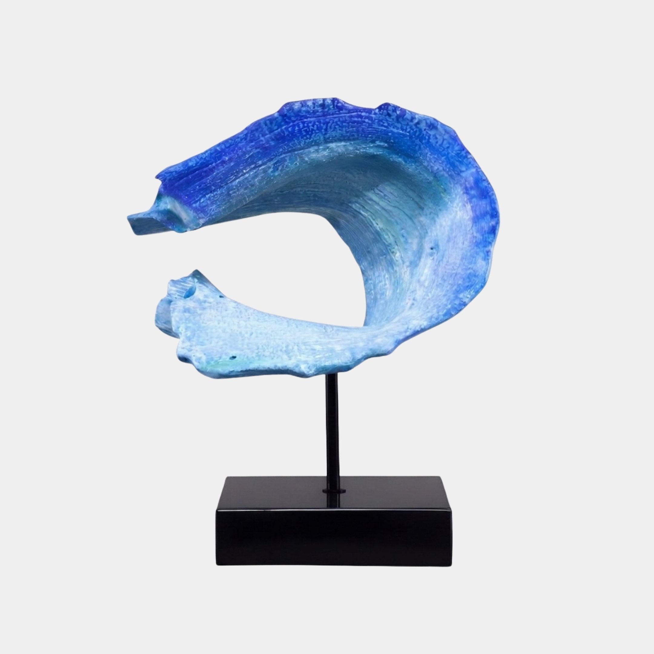 Rolling Curl Blue & White Wave Sculpture - 50cm