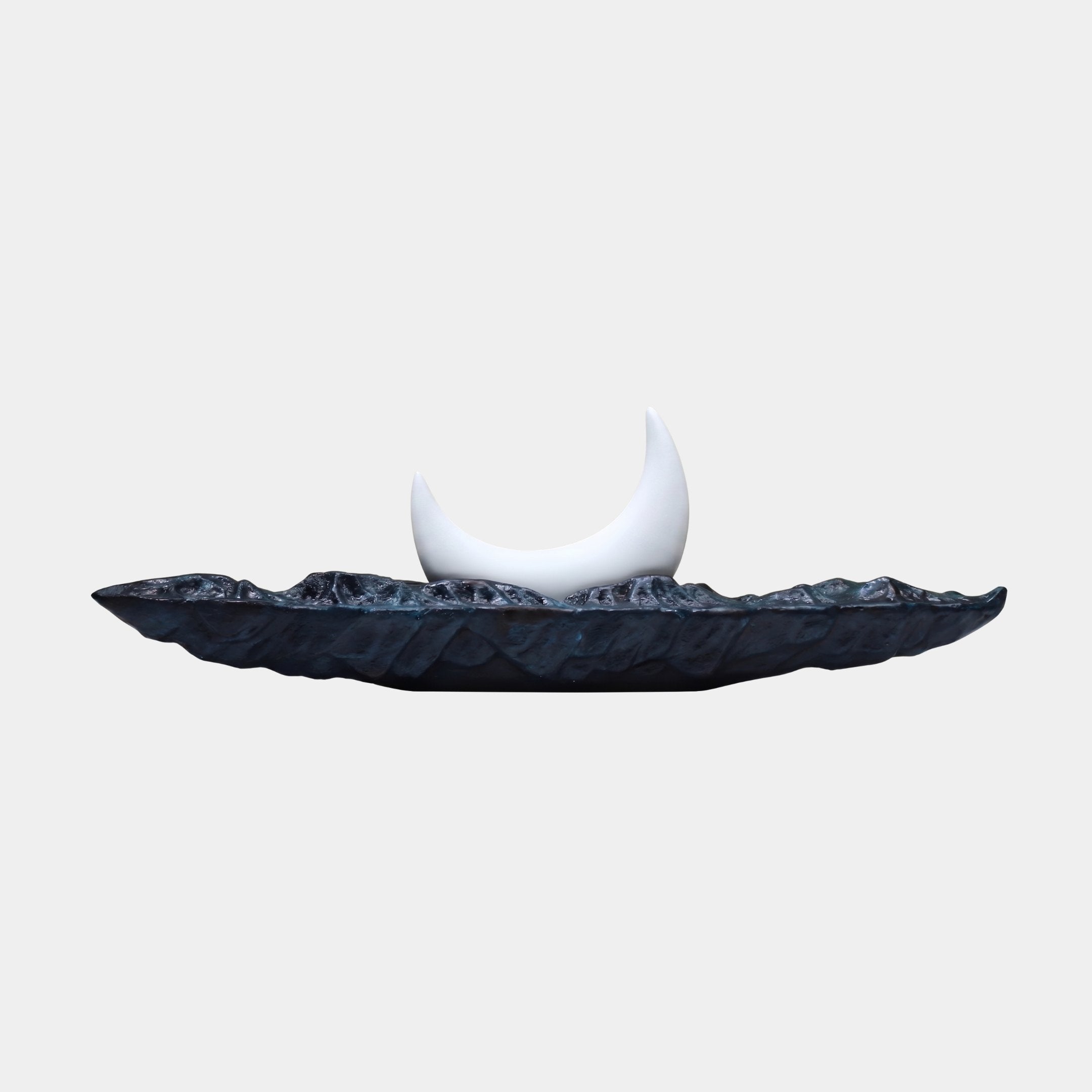 Crescent Rest White & Black Moon Sculpture - 85cm