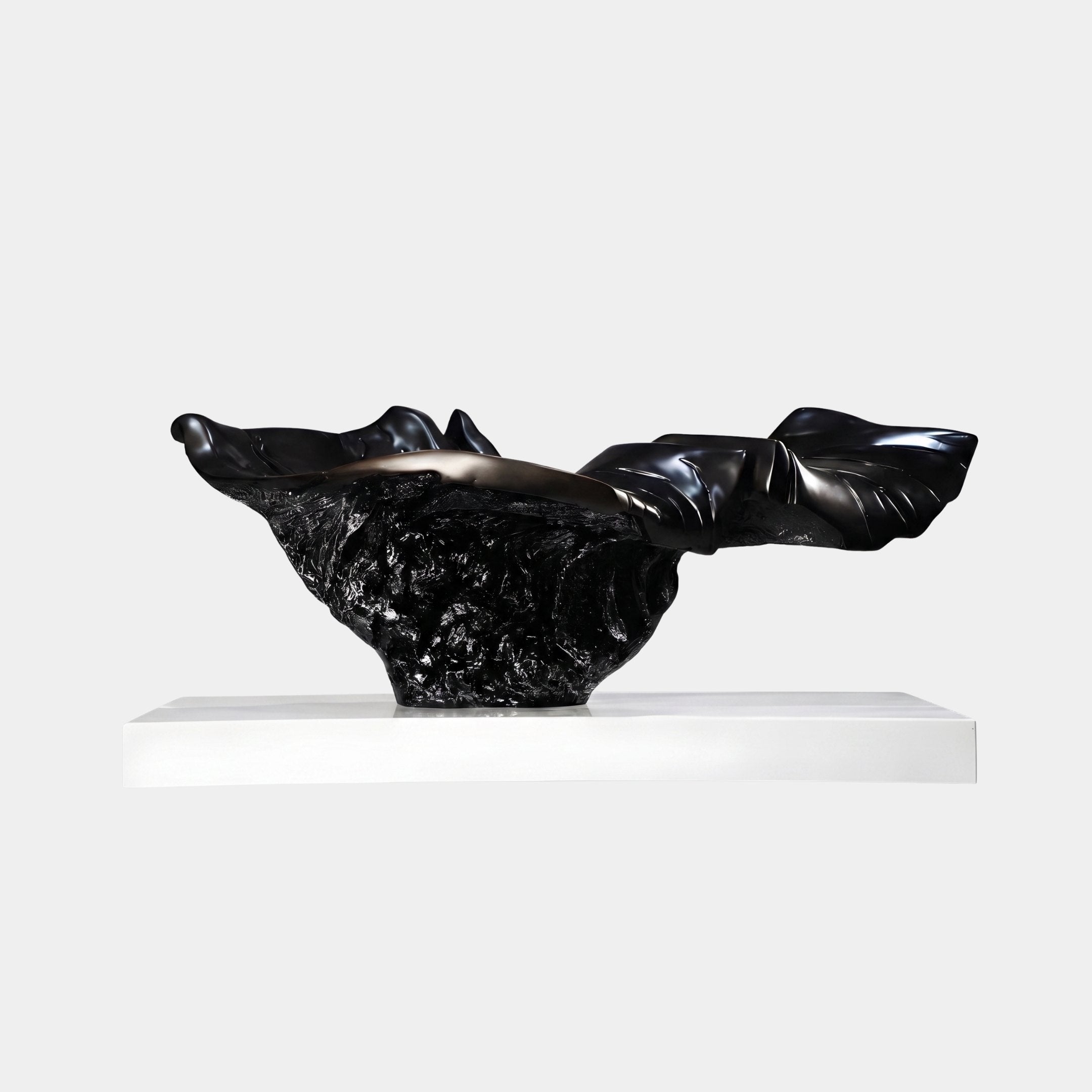 Dark Reef Black & Gold Abstract Sculpture - 84cm