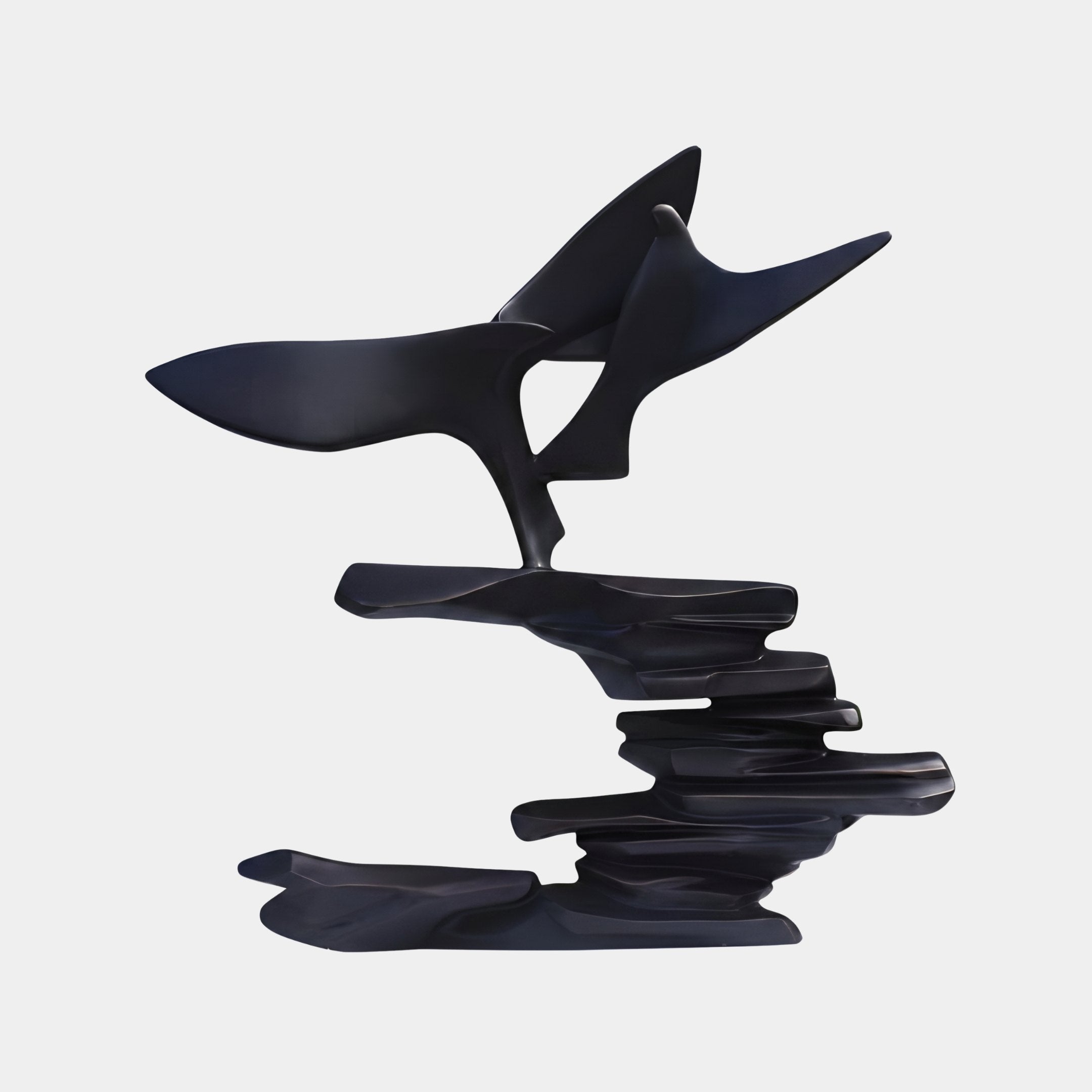 Pair in Flight Black Birds Sculpture - 113cm