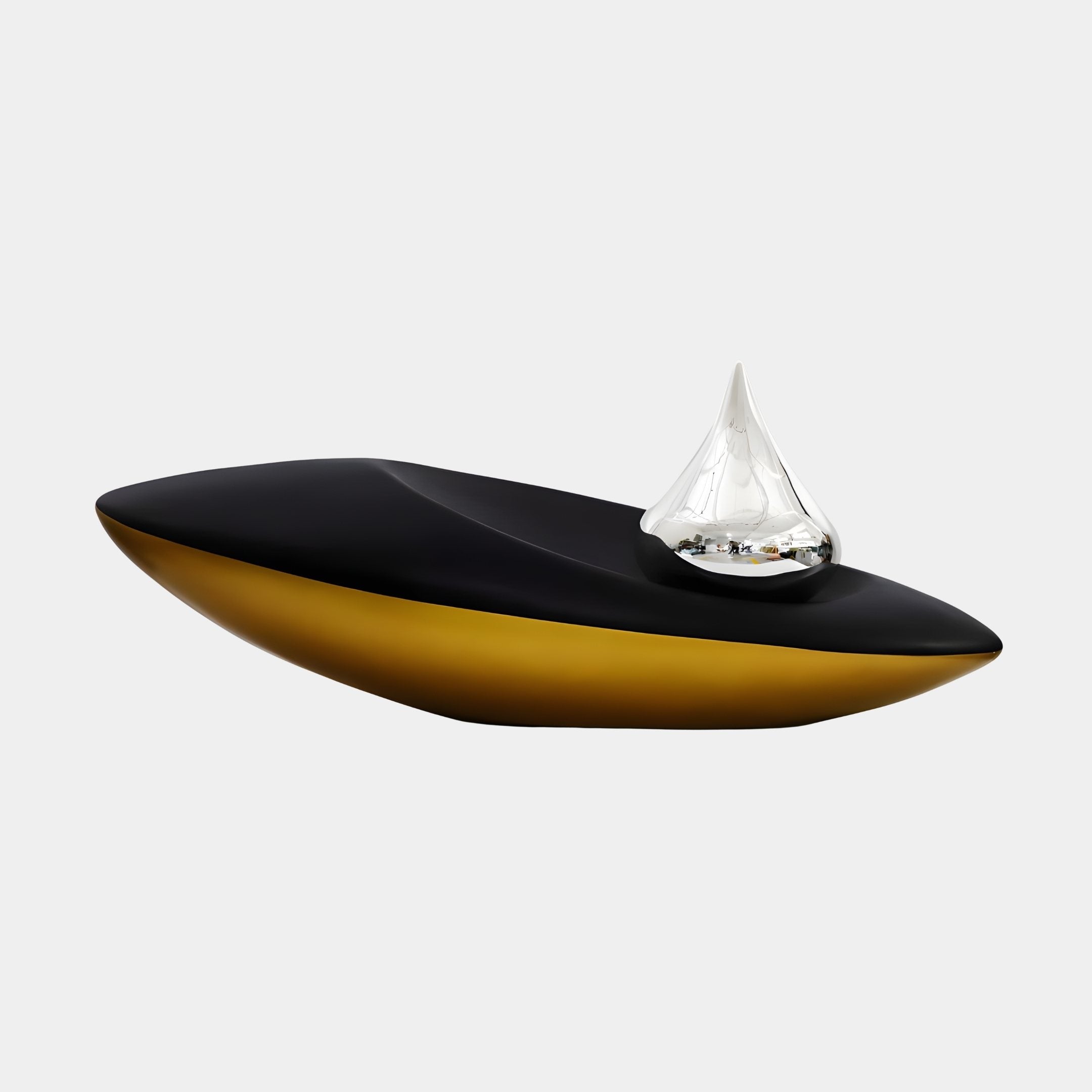 Crystal Hull Black & Gold Boat Sculpture - 120cm