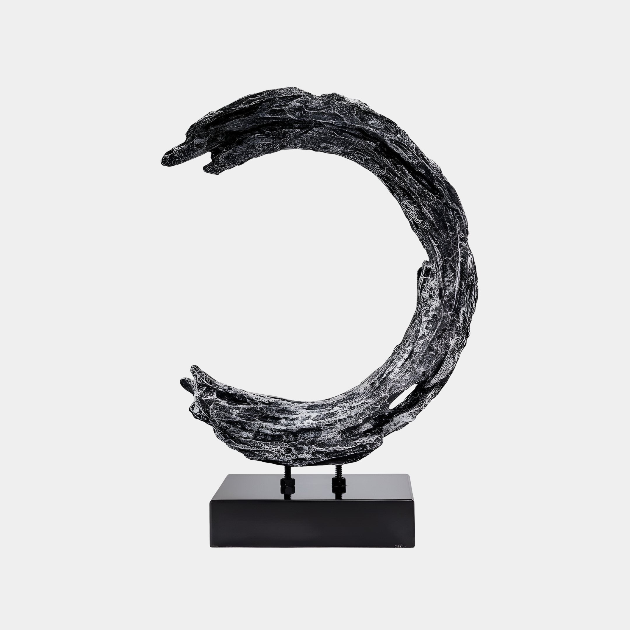 Crescent Black & White Abstract Sculpture - 57cm