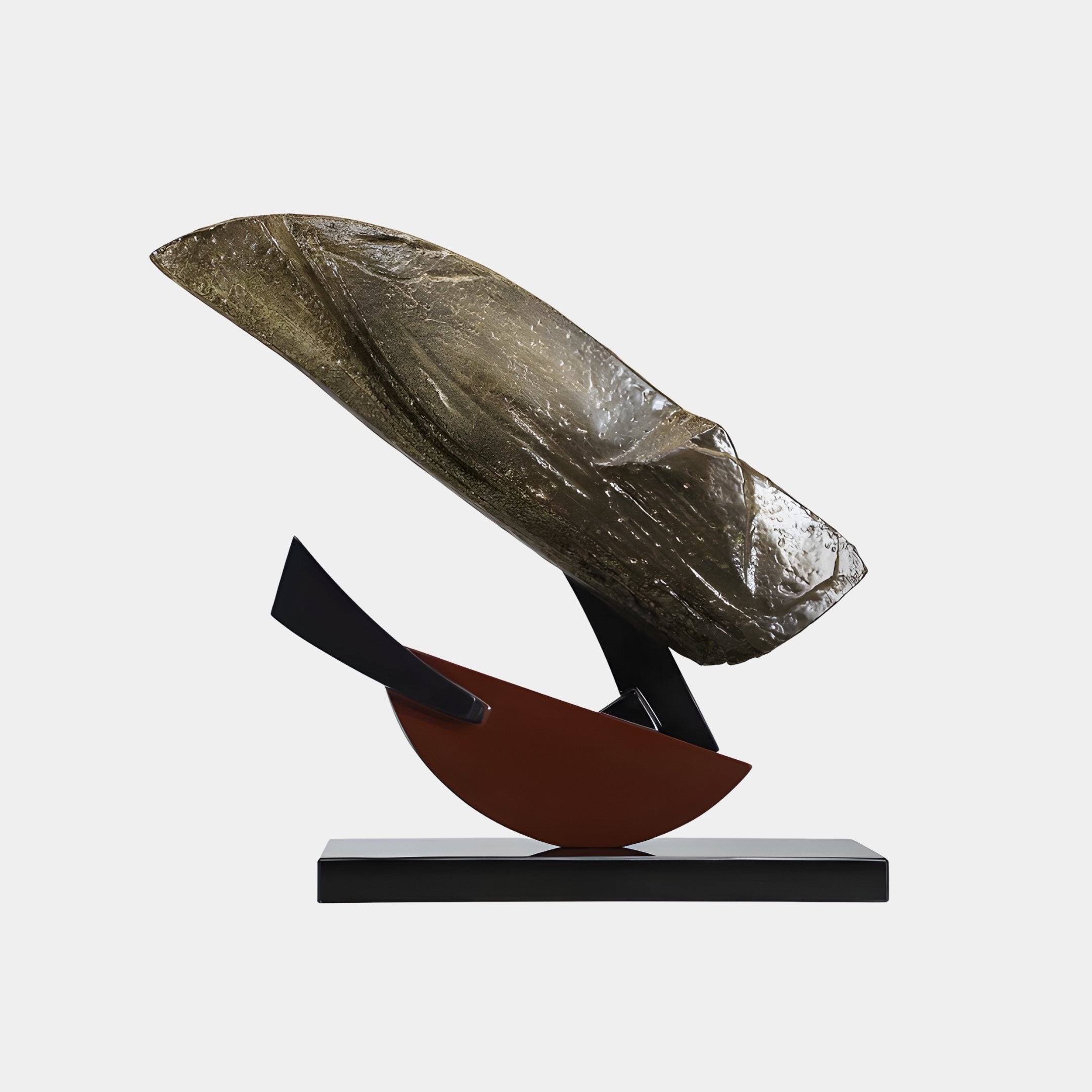 Fulcrum Bronze & Red Abstract Sculpture - 53cm