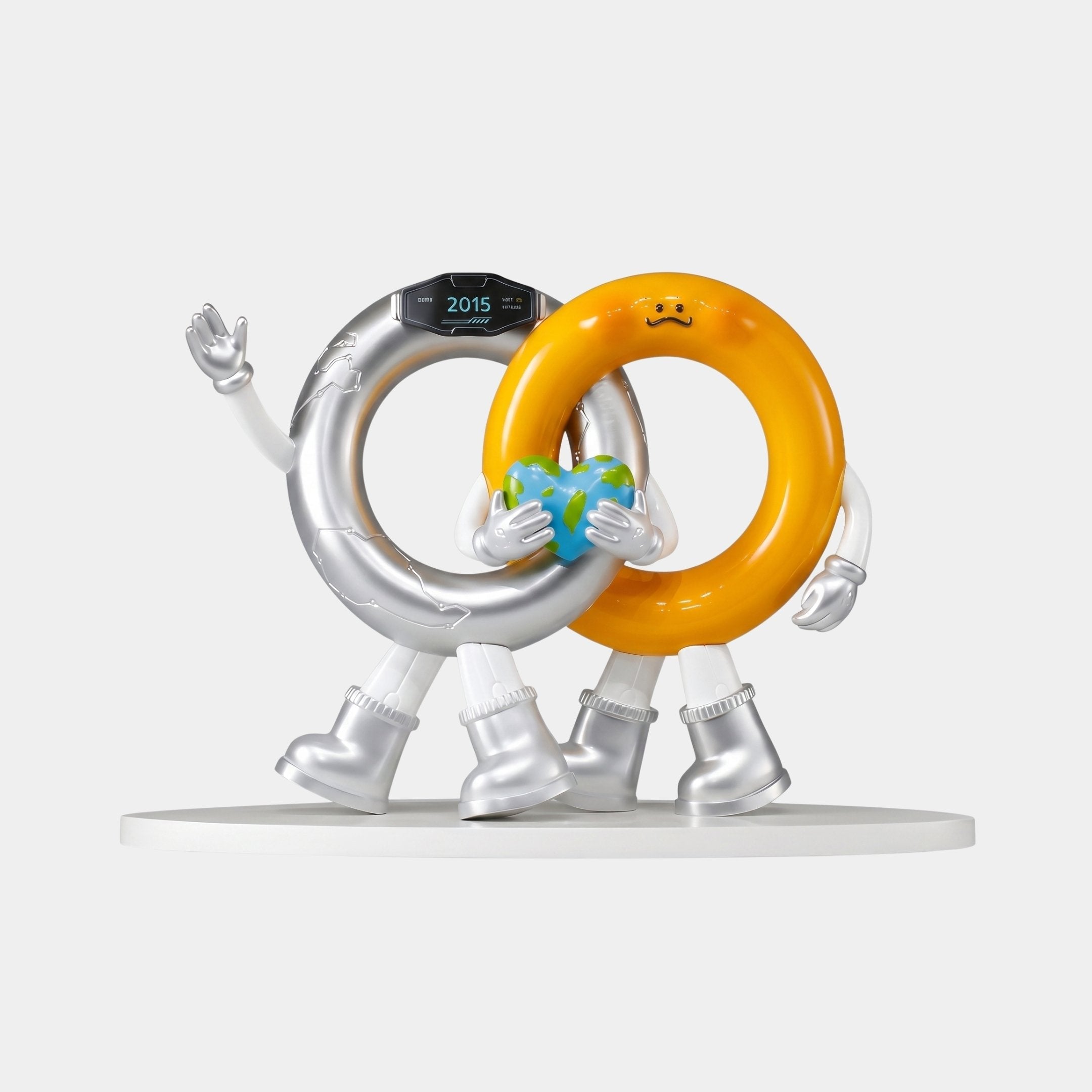 Sapperton White & Gold Ring Sculpture - 75cm