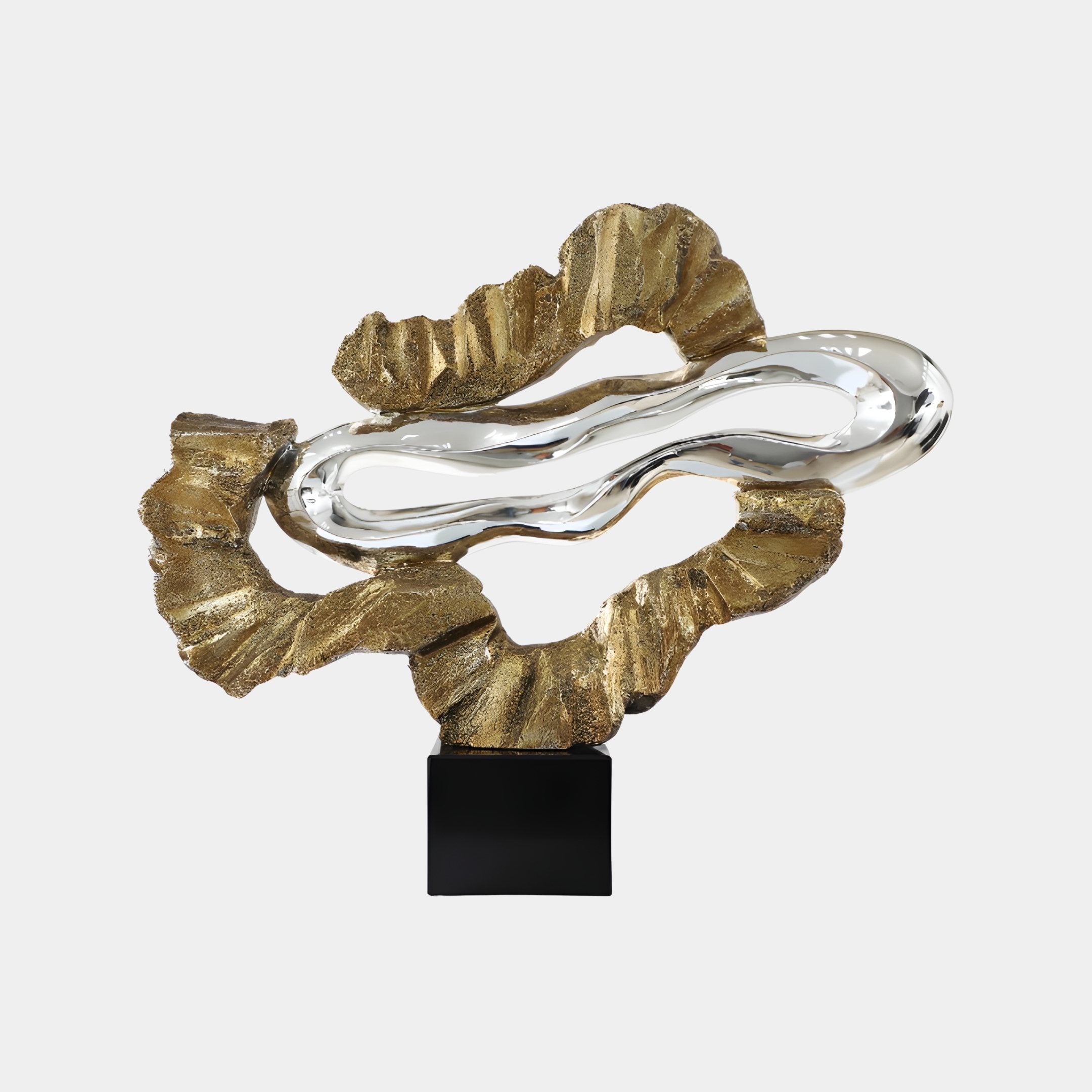 Alloy Gold & Silver Abstract Sculpture - 93cm