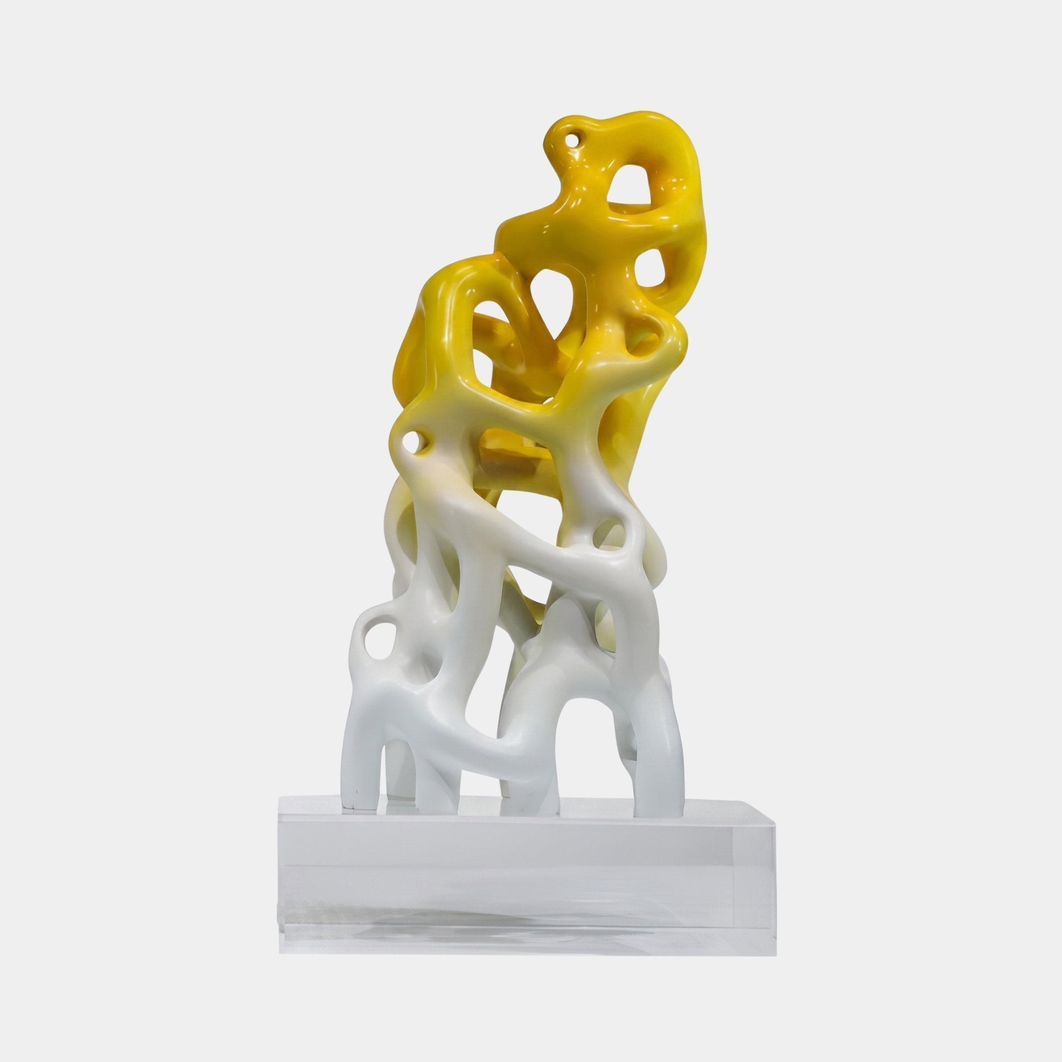Lattice White & Yellow Abstract Sculpture - 60cm