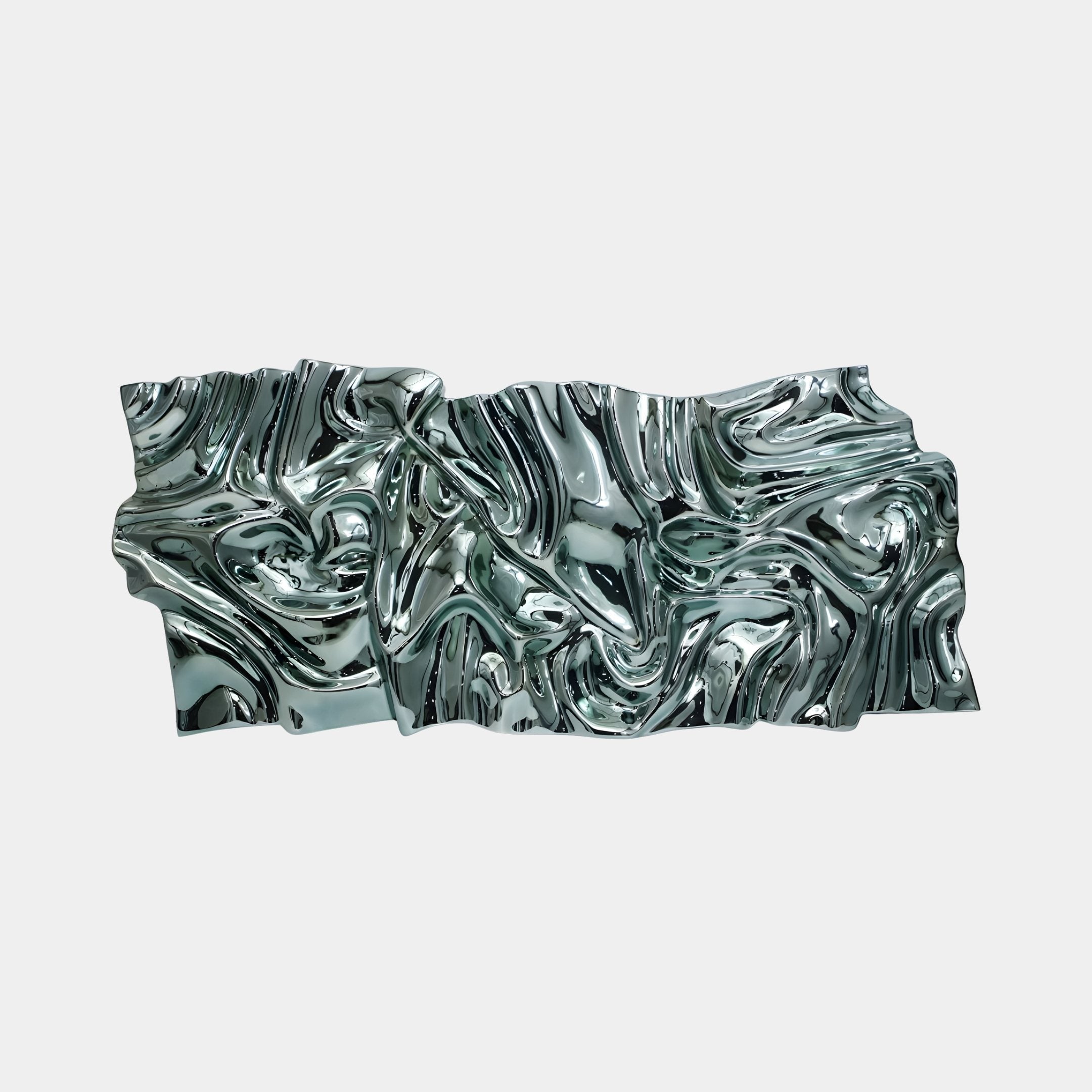 Crinkle Silver Abstract Sculpture - 196cm