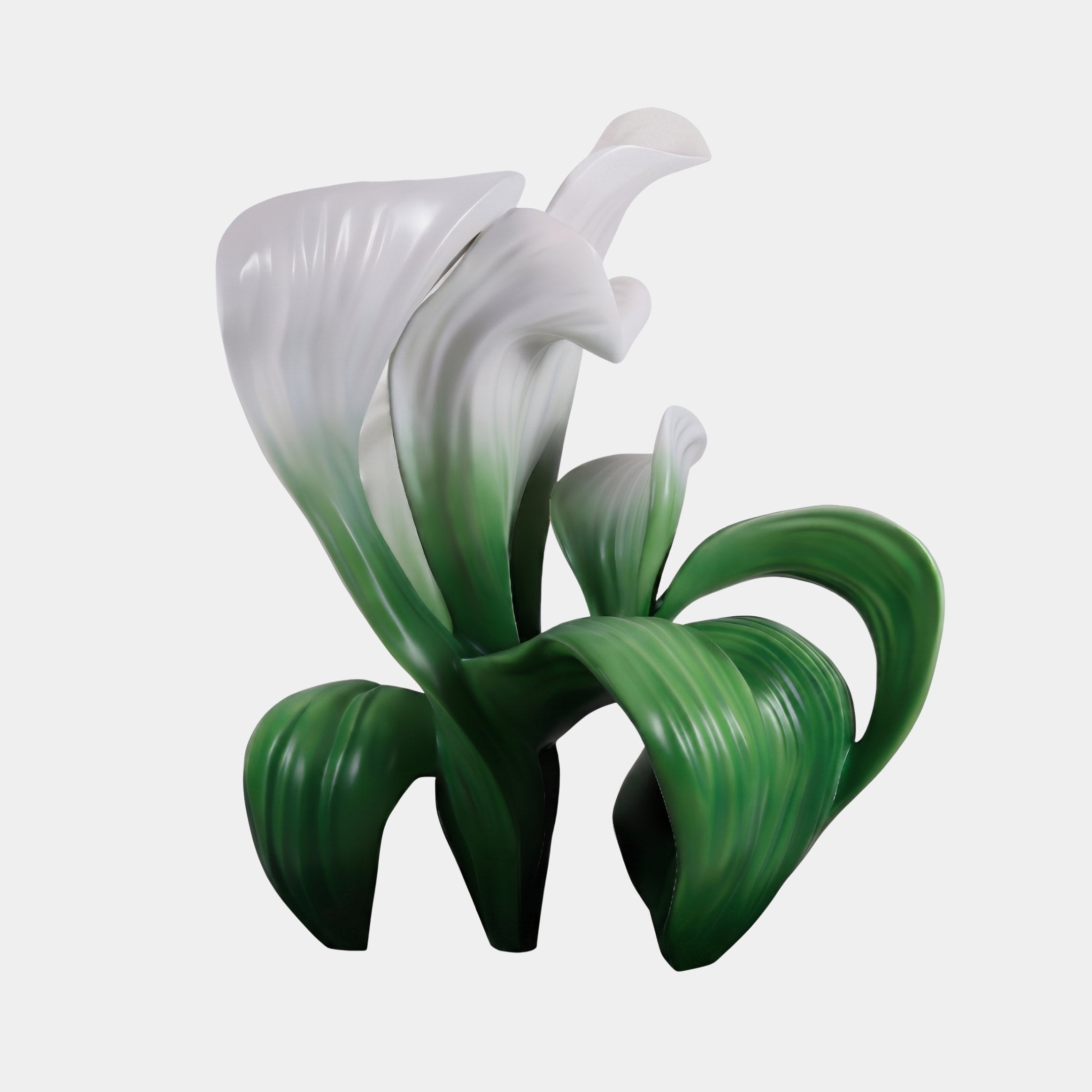 Calla Green & White Leaf Sculpture - 100cm