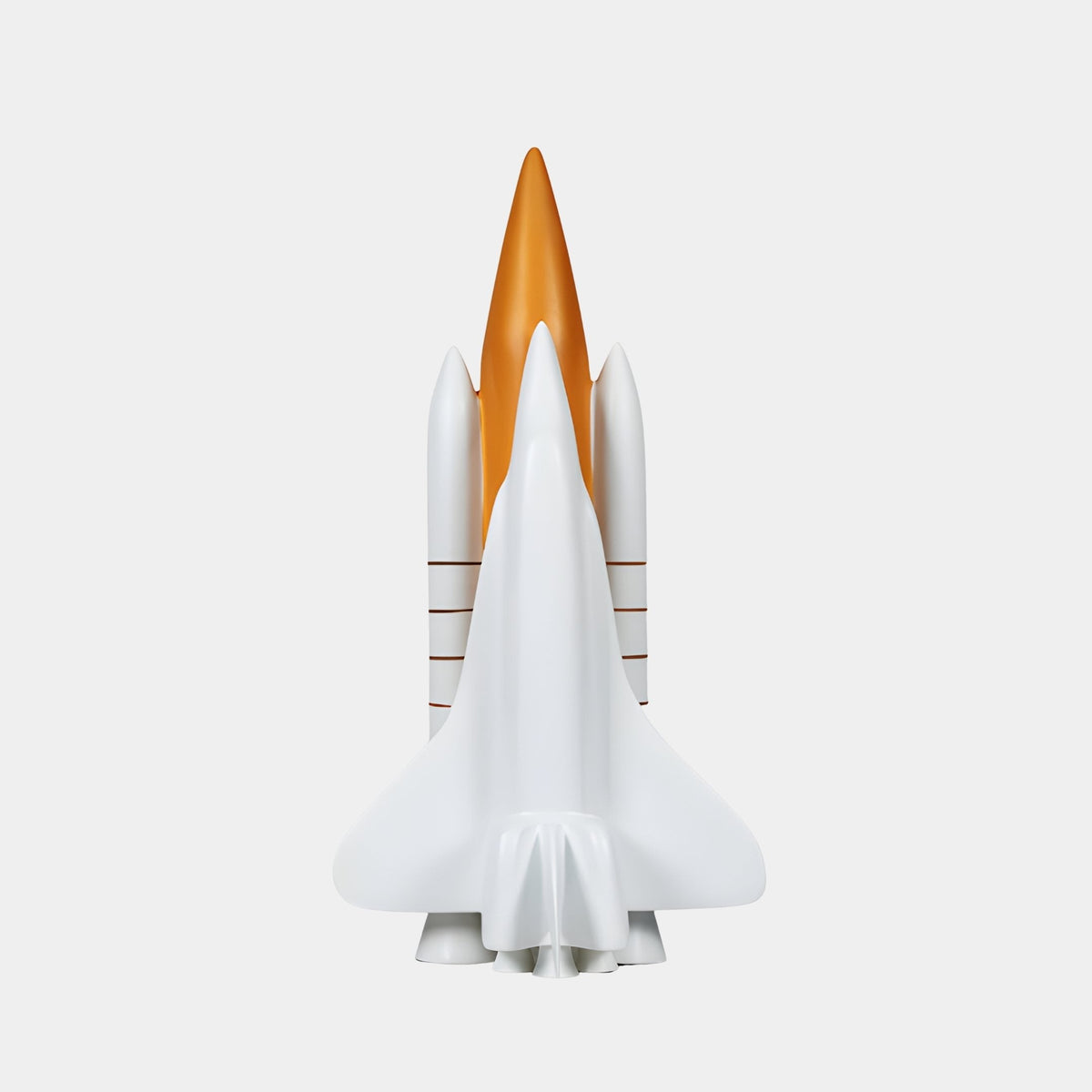 Colaton White & Orange Rocket Sculpture - 72cm, resin rocket with smooth white body and orange nose cone, shown on a plain white background.
