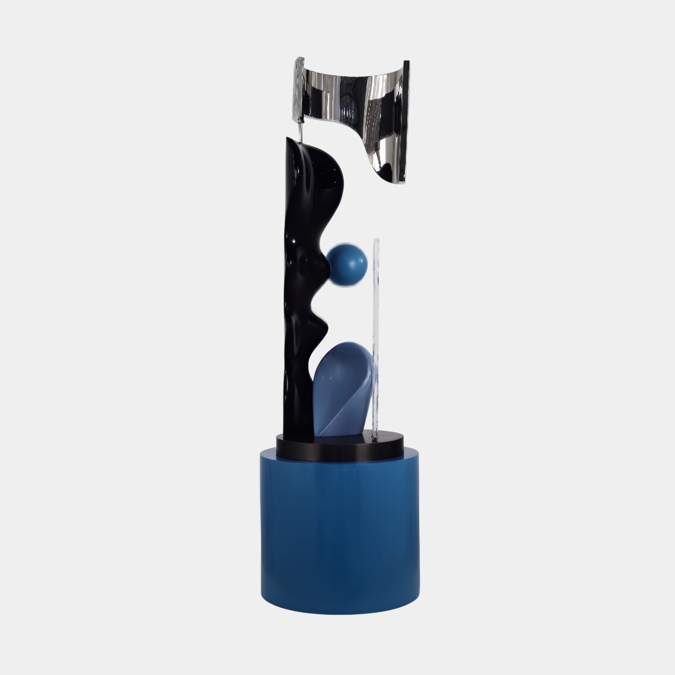 Pylon Black & Blue Abstract Sculpture - 170cm