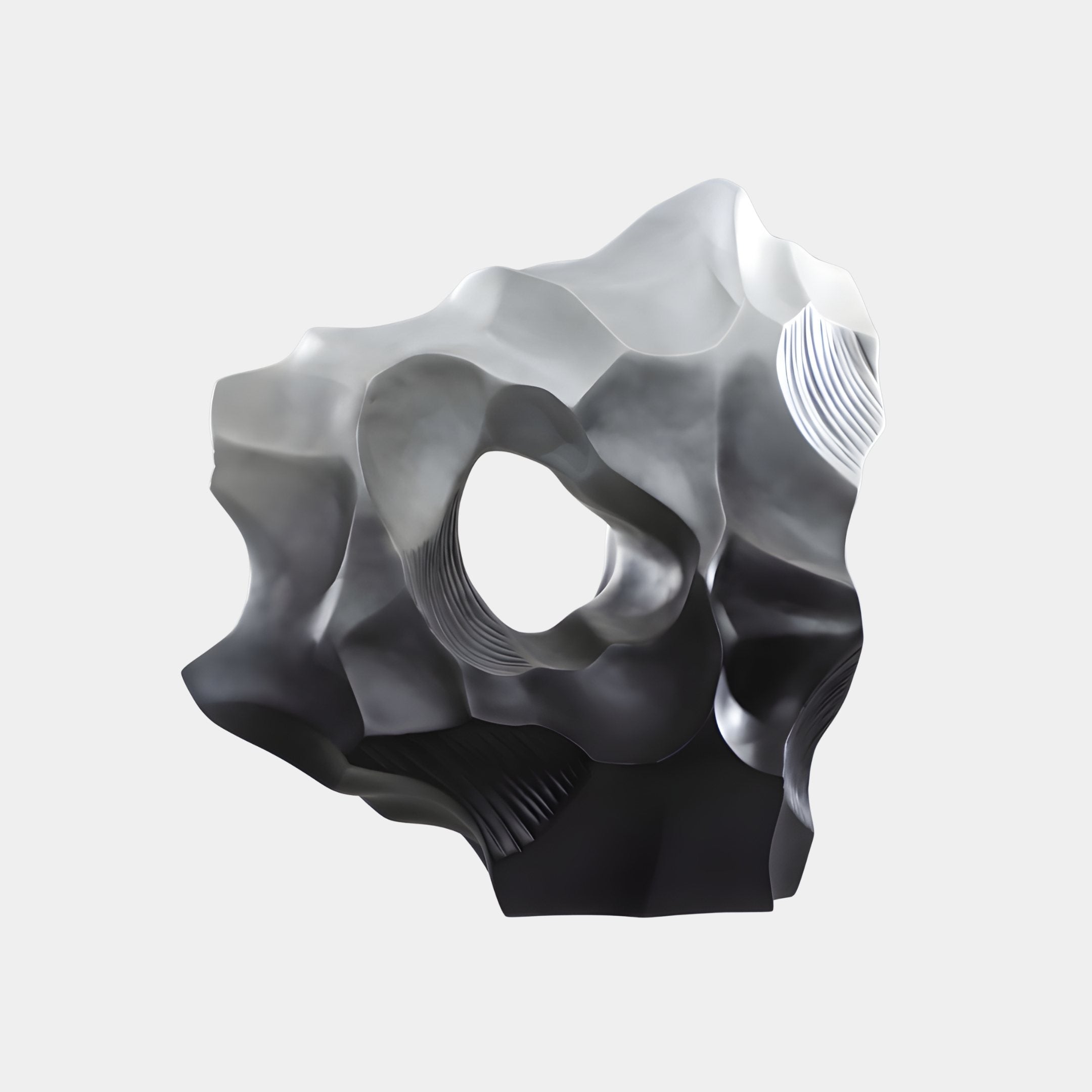 Cavern Black & White Abstract Sculpture - 72cm