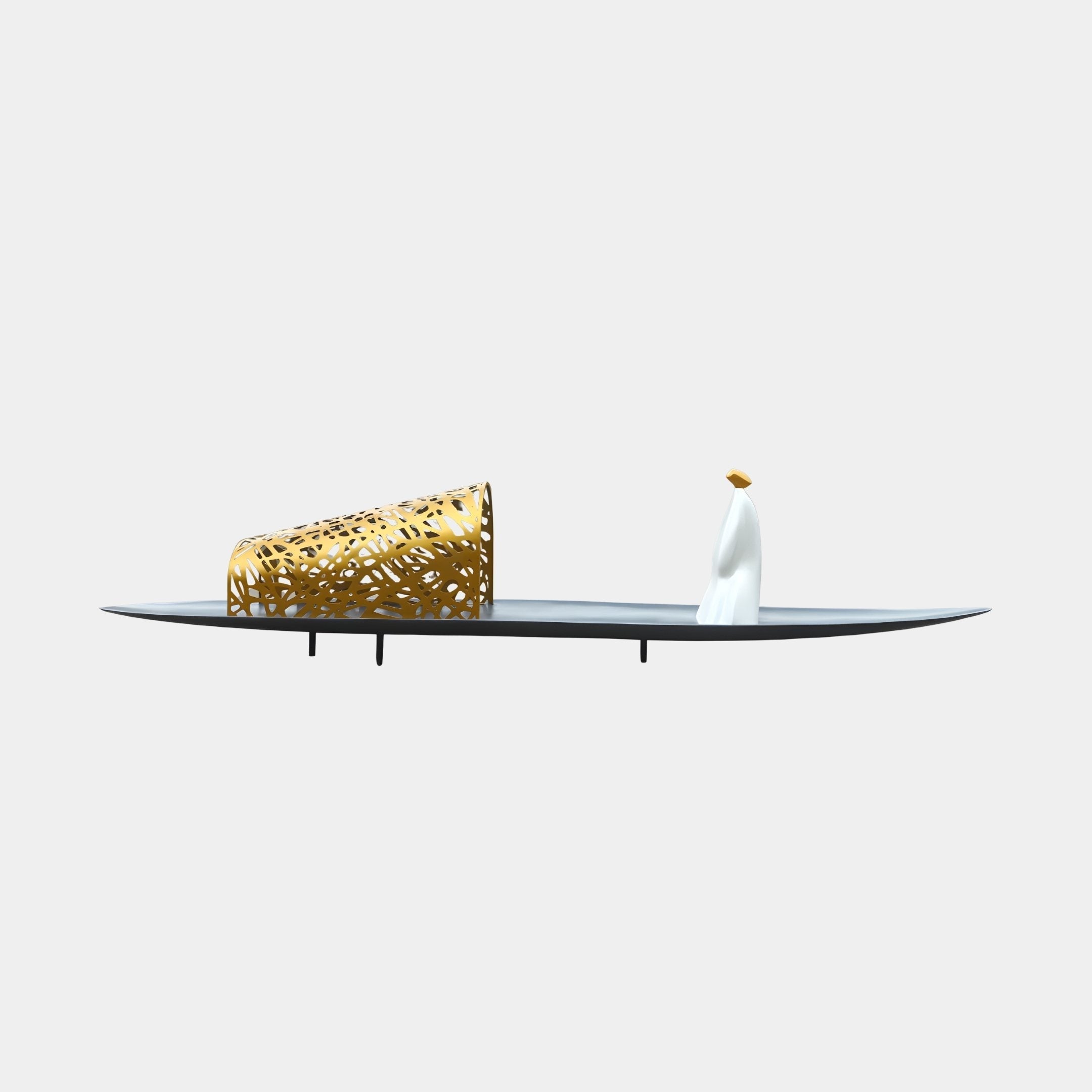 Bourne Black & Gold Boat Sculpture - 450cm