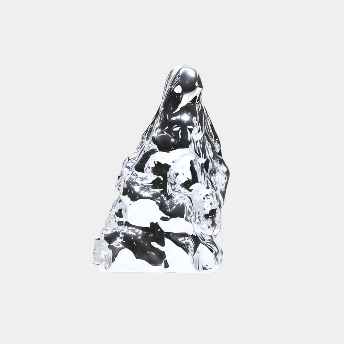 Ashstead Grey Mountains Sculpture - 30cm, a fibreglass mountain peak form with mirror-bright grey and white finish, shown on a plain light background.